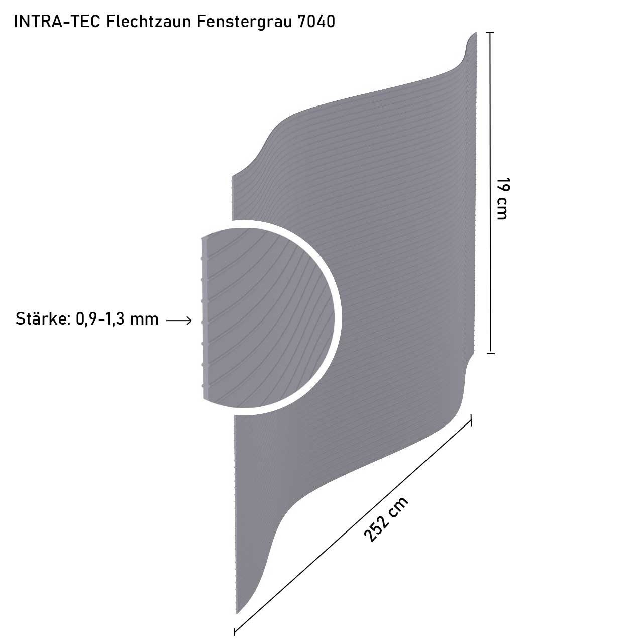 INTRA-TEC Sichtschutzstreifen Zaun-Sichtschutzstreifen aus Hart-PVC 252x19 cm Doppelstabmattenzäune, Windschutz, einfach zuschneidbar, pflegeleicht