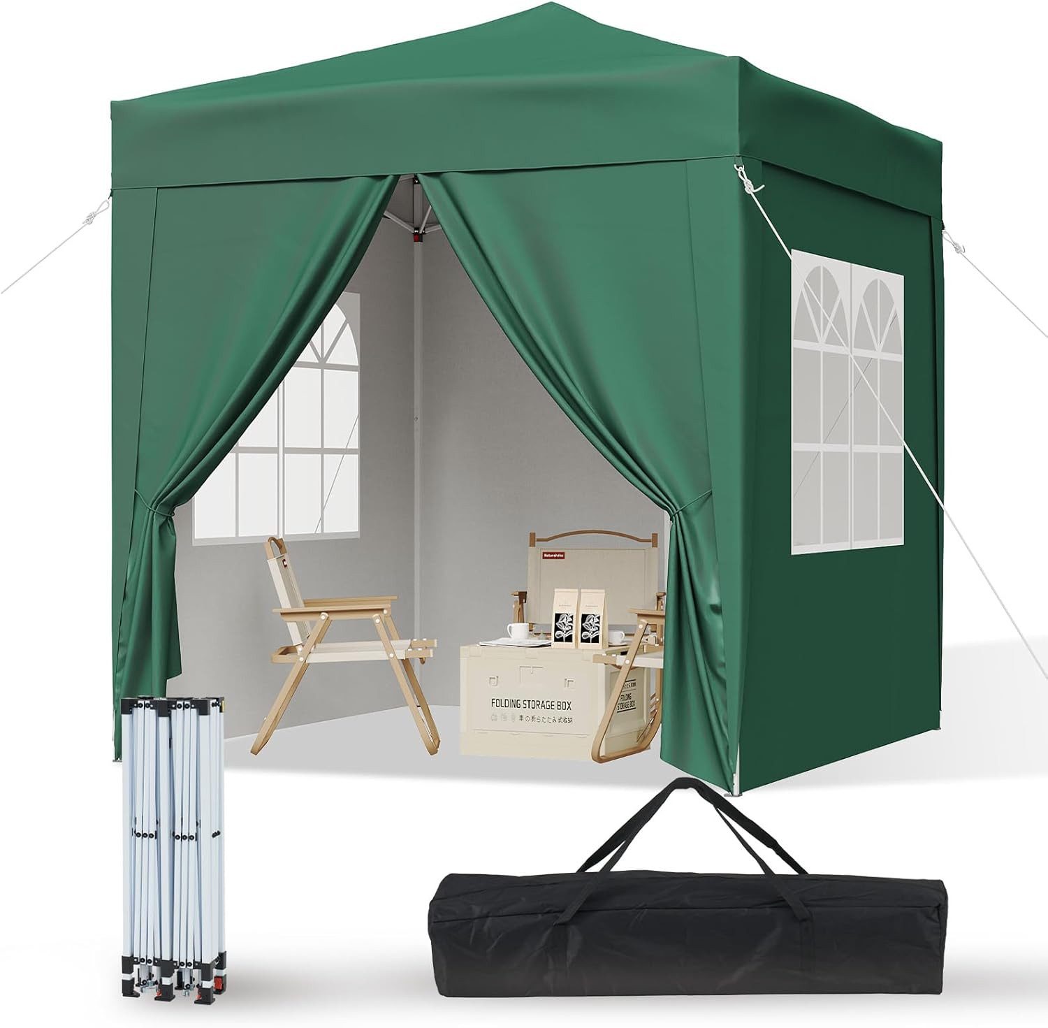 AOXUN Pavillon 2x2m Wasserdicht mit 4 Seitenwänden,Grau, für individuell anpassbare Belüftung, in drei Höhen verstellbar