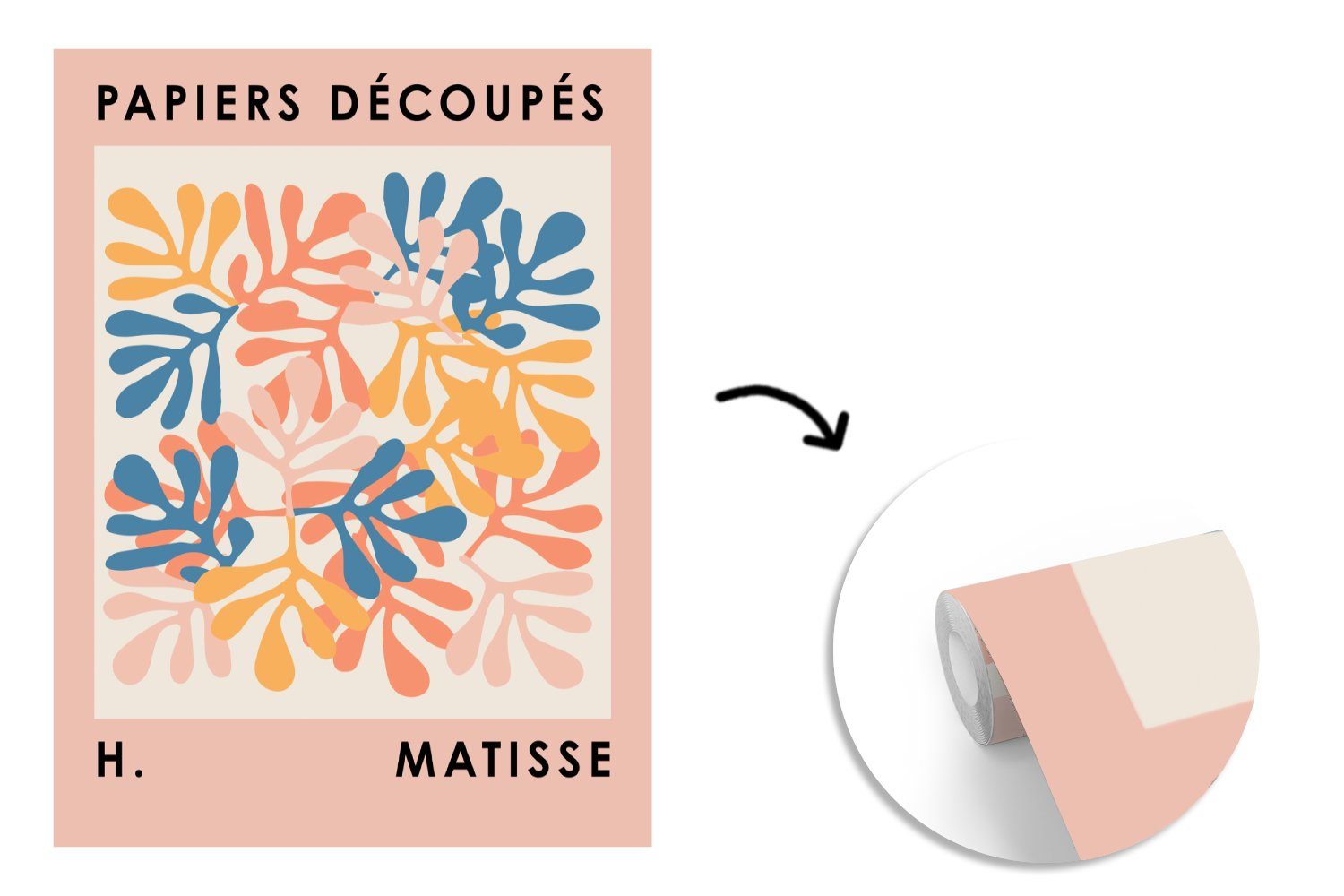 - St), Matisse (4 - MuchoWow Vinyl für Matt, bedruckt, Tapete Pflanzen Wandtapete Wohnzimmer, Fototapete Natur, - Pastell Montagefertig