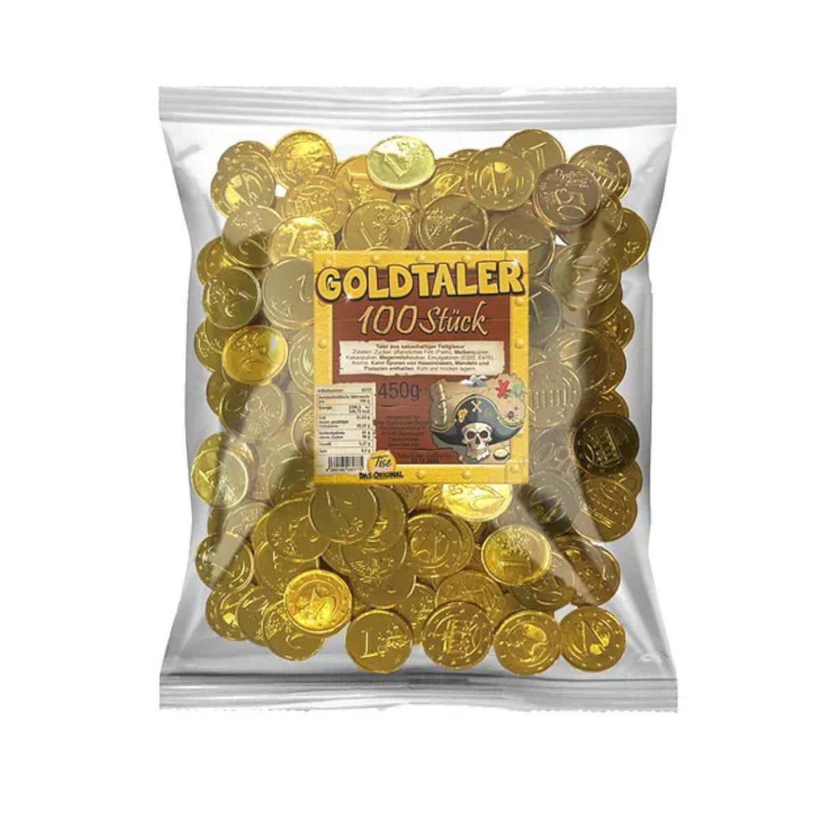 Tise Süßigkeit, Tise Goldtaler aus kakaohaltiger Fettglasur 100 Stück Packung 450g