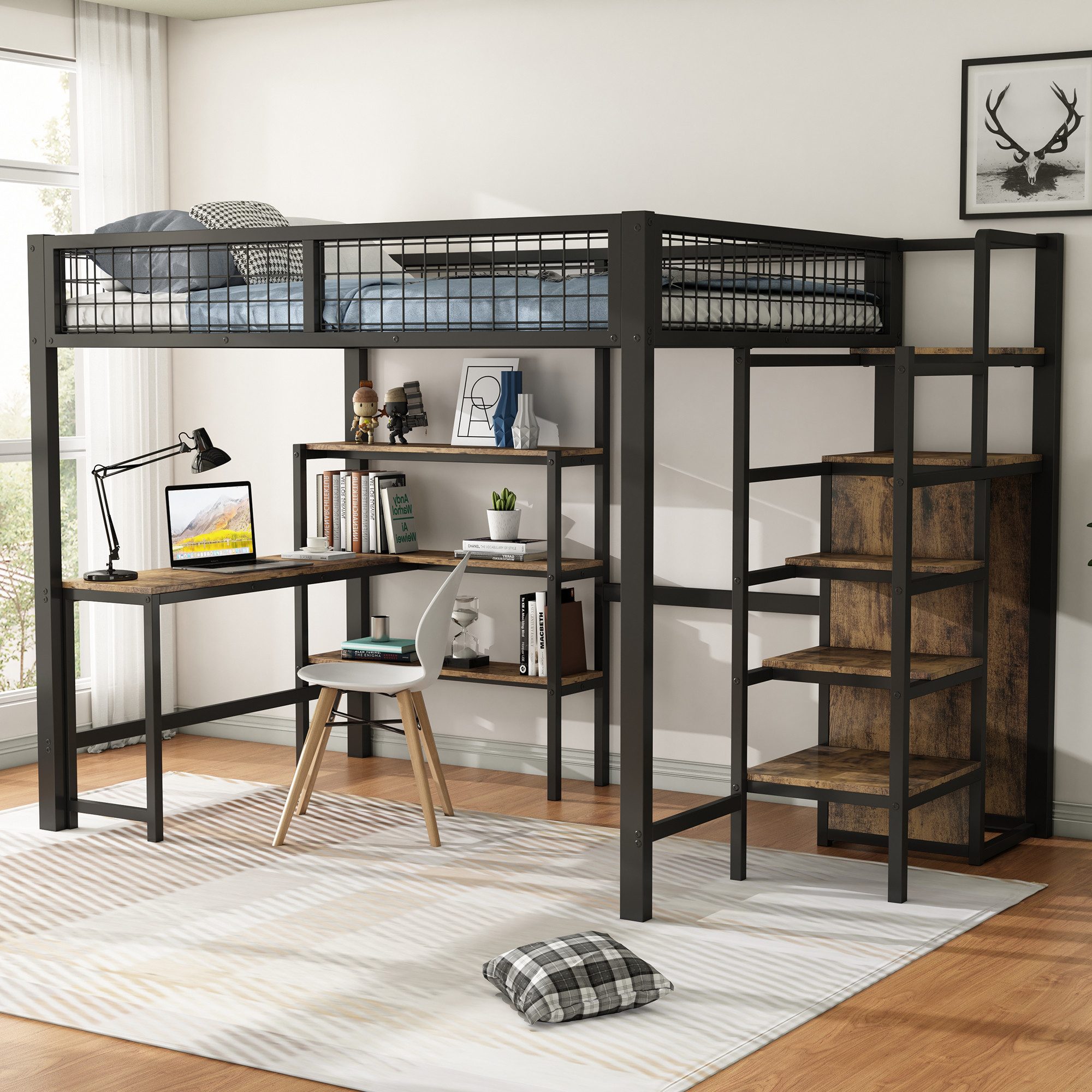STILVORA Hochbett 140×200 mit Schreibtisch,Jugendbett mit günstig online kaufen