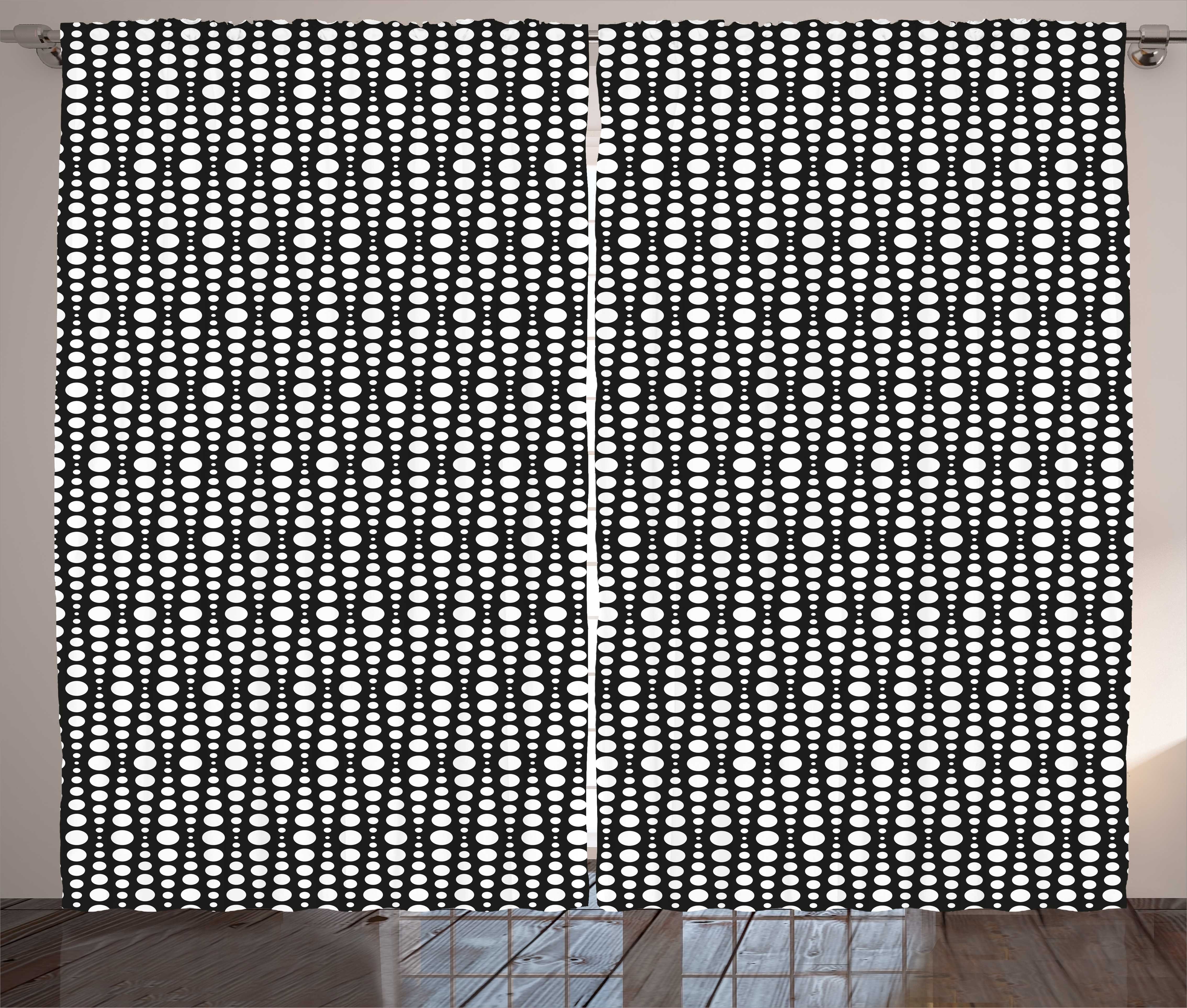 Vorhang Schwarz Schlaufen Gardine weiß und Kreise mit Haken, Dot und Abakuhaus, Schlafzimmer Blended Kräuselband