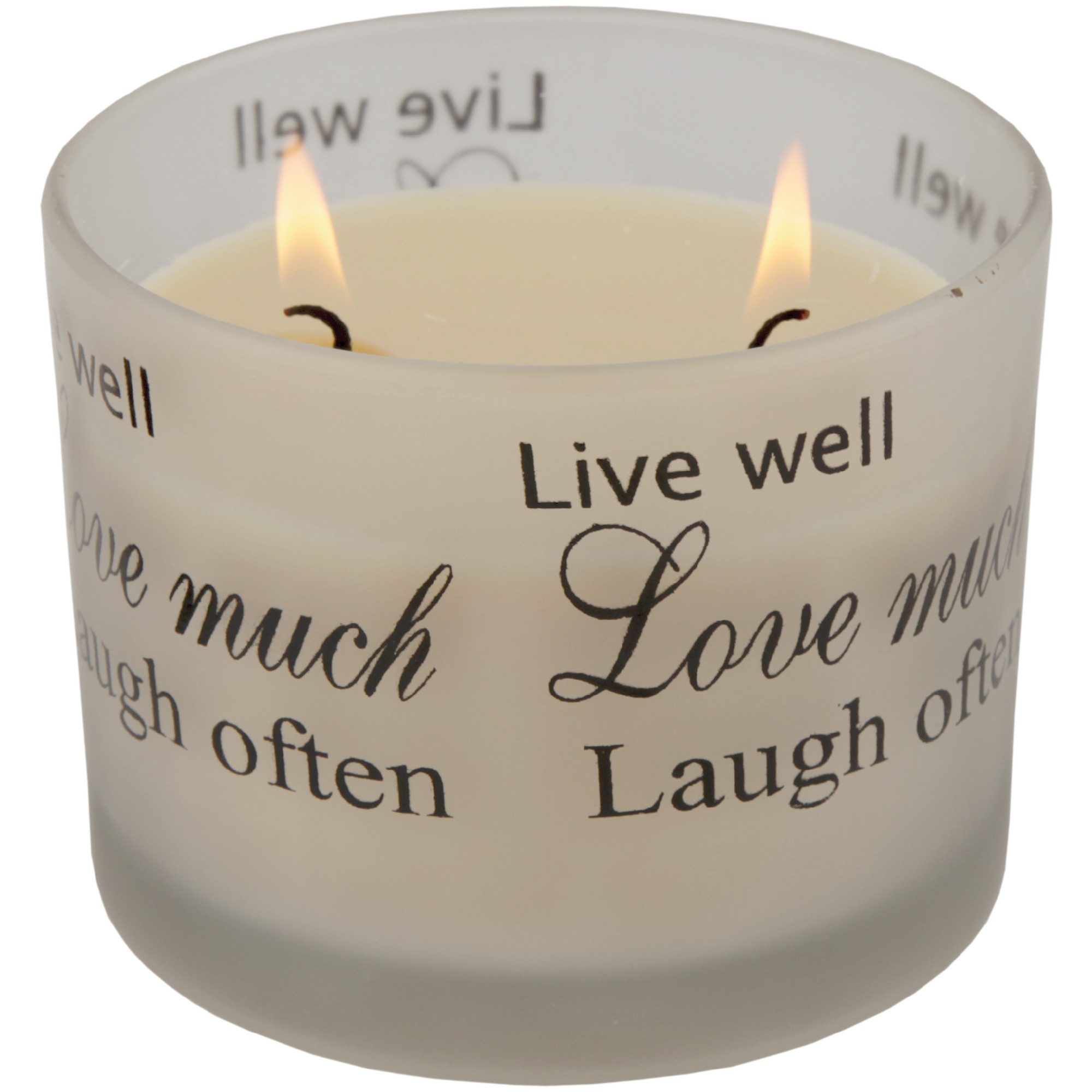 HS Candle Duftkerze im Glas inkl. Holzdeckel, Kokosnuss & Limette, Mehrdocht mit Sprüchen (1-tlg), 2 Dochte, 250 g Wachs, Ø10 x H8 cm, bis zu 24 h Brenndauer – Bild 3 von 5