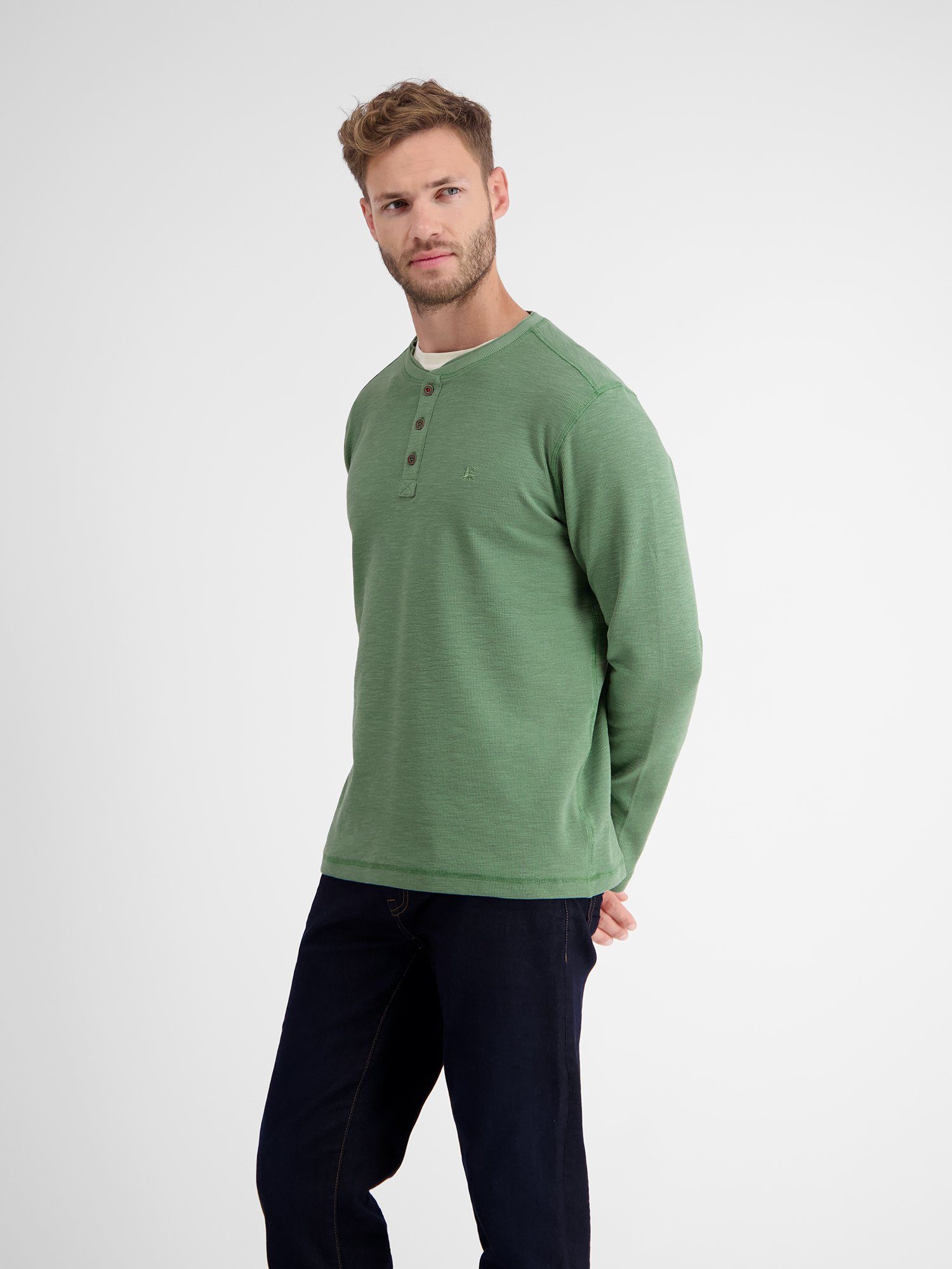 LERROS Langarmshirt Serafino in Strukturqualität