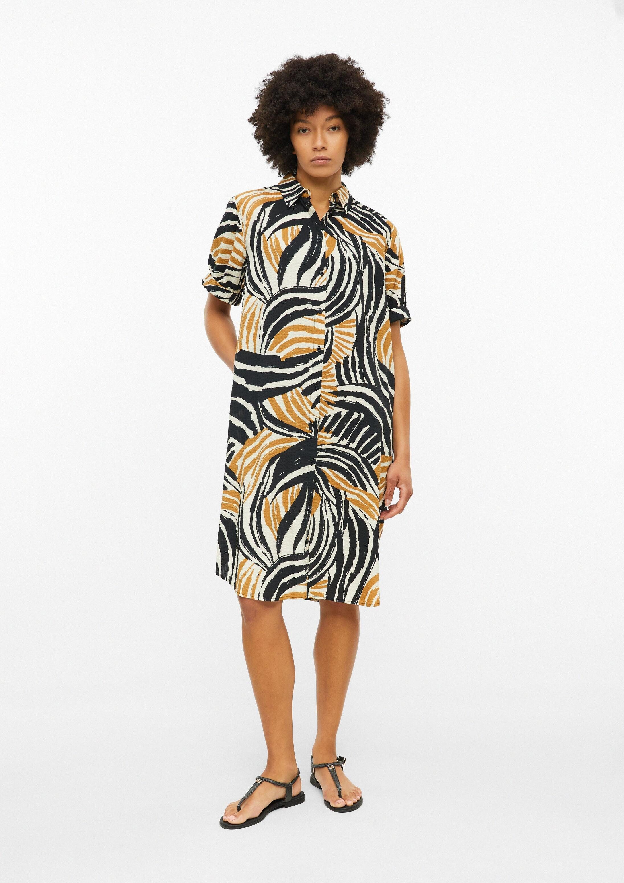 s.Oliver Midikleid Kleid Strukturiertes Hemdblusenkleid