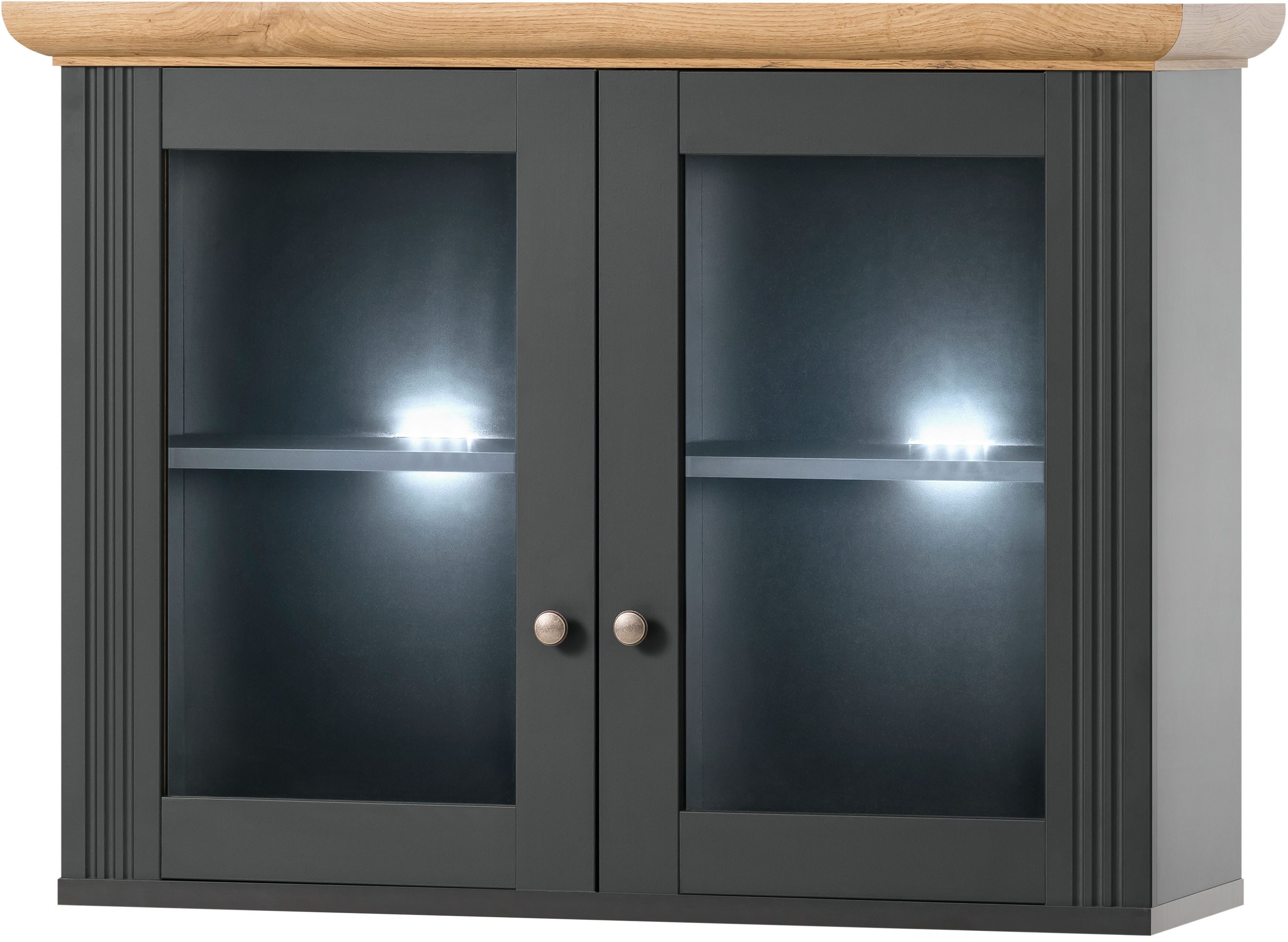 OTTO home Küchenzeile KS-Westminster, Pantryküche im Landhaus Stil, hochwertige Metallgriffe, (Set), Breite 294 cm, Kommoden, Wandpaneel, Hängeschrank, Herdumbau