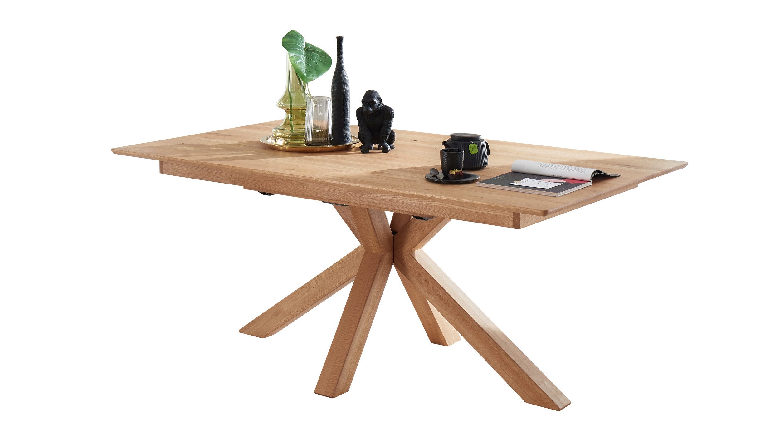 Massivart® Esstisch Wildeiche Massivholz geölt, ausziehbar / Spider-Gestell günstig online kaufen