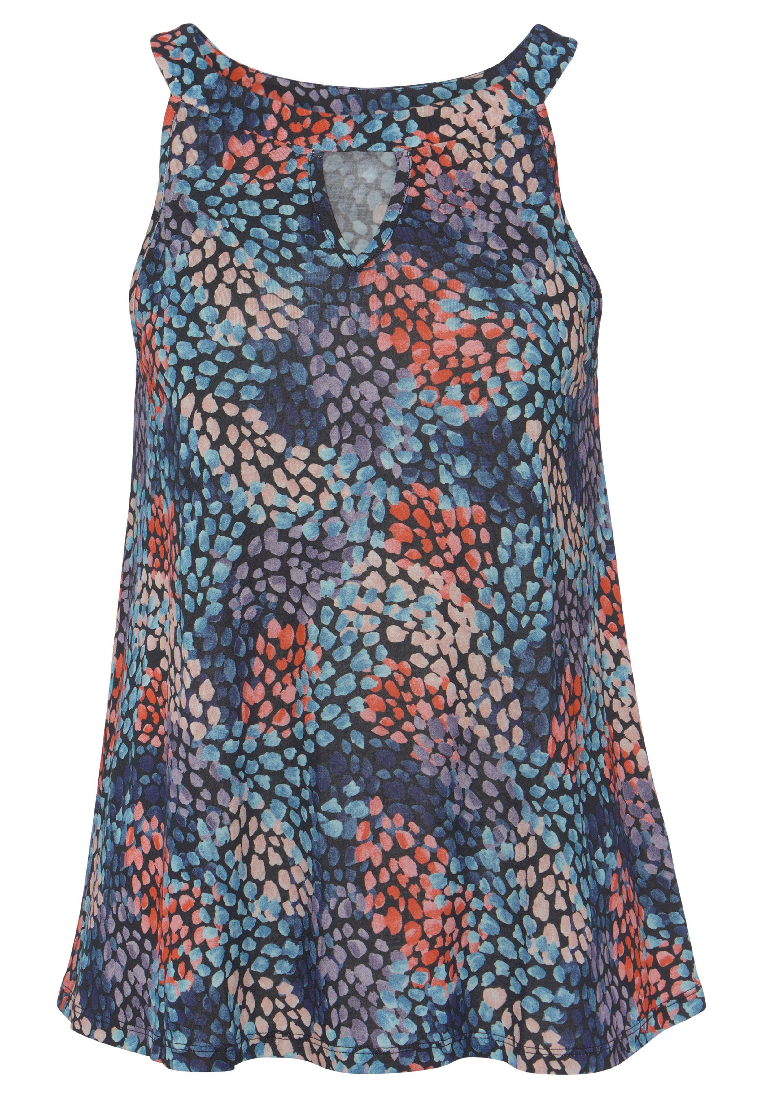 s.Oliver Strandtop in leichter A-Form mit Alloverdruck Jerseytop mit lockerer Passform, Sommertop mit Cut-Out, casual – Bild 2 von 5