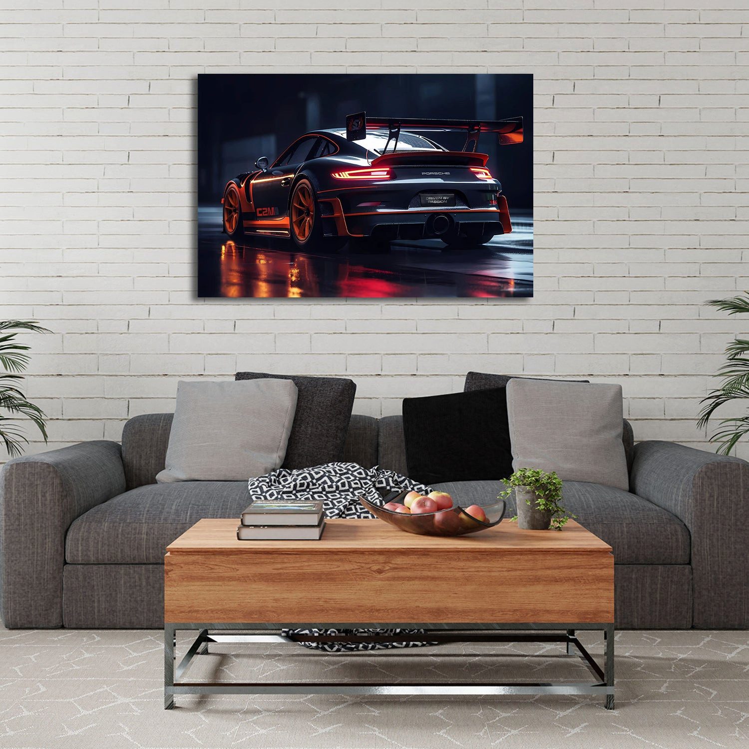 Artedinoi Leinwandbild Luxus Sportwagen Nachtlicht Wandbild Leinwandbild Kunstdruck XL Wandde, Luxus-Sportwagen bei Nacht
