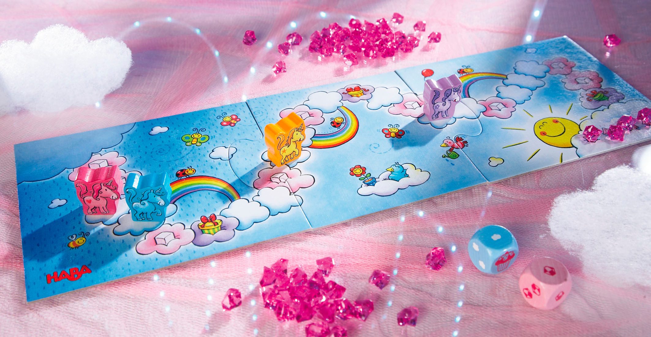 Haba Spiel Einhorn Glitzerglück Wolkenschatz, Kinderspiel, Made in Germany