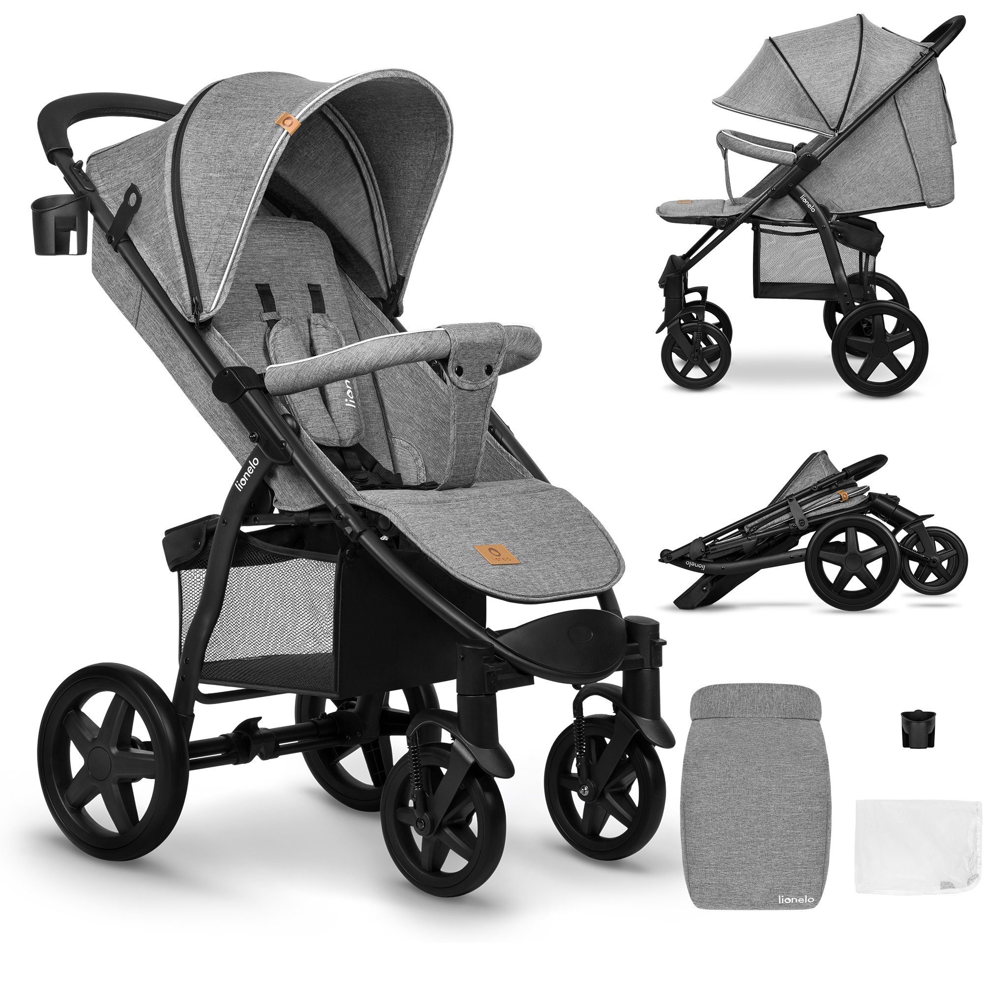 lionelo Kinder-Buggy ANNET PLUS, Fußdecke, großer Korb, ab 0 bis 36 Monate