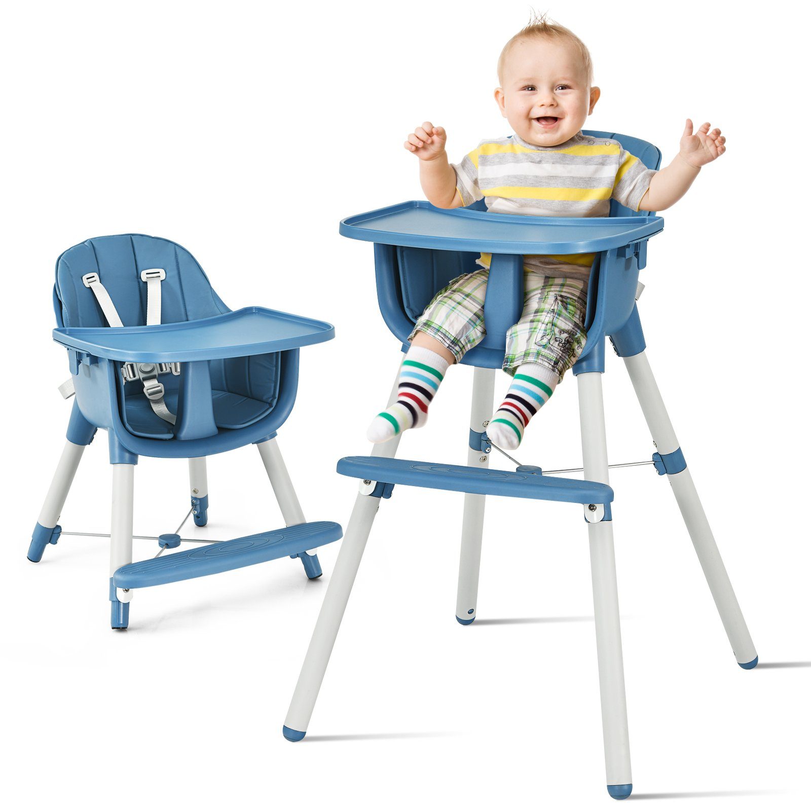 4-in-1 Blau Treppenhochstuhl Kinderstuhl Hochstuhl Kinderhochstuhl High Chair 