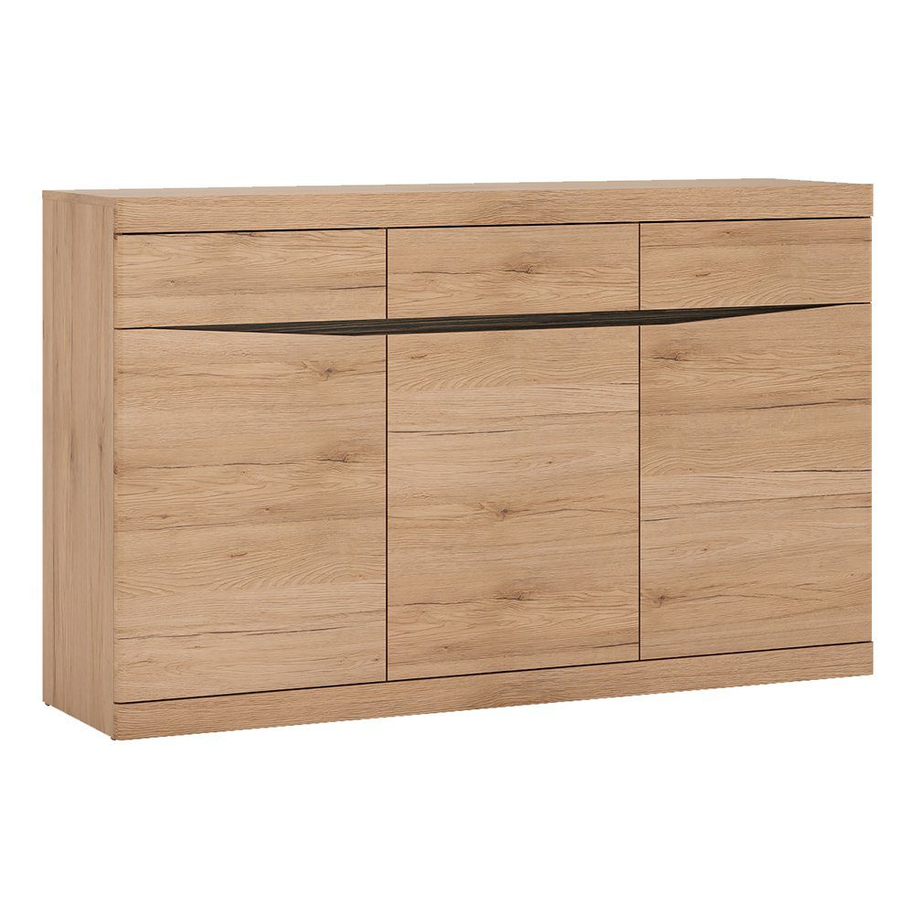 Lomadox Sideboard SANFORD-129, San Remo Eiche hell Nb., 3 Türen, 3 Schubkästen, Softclose