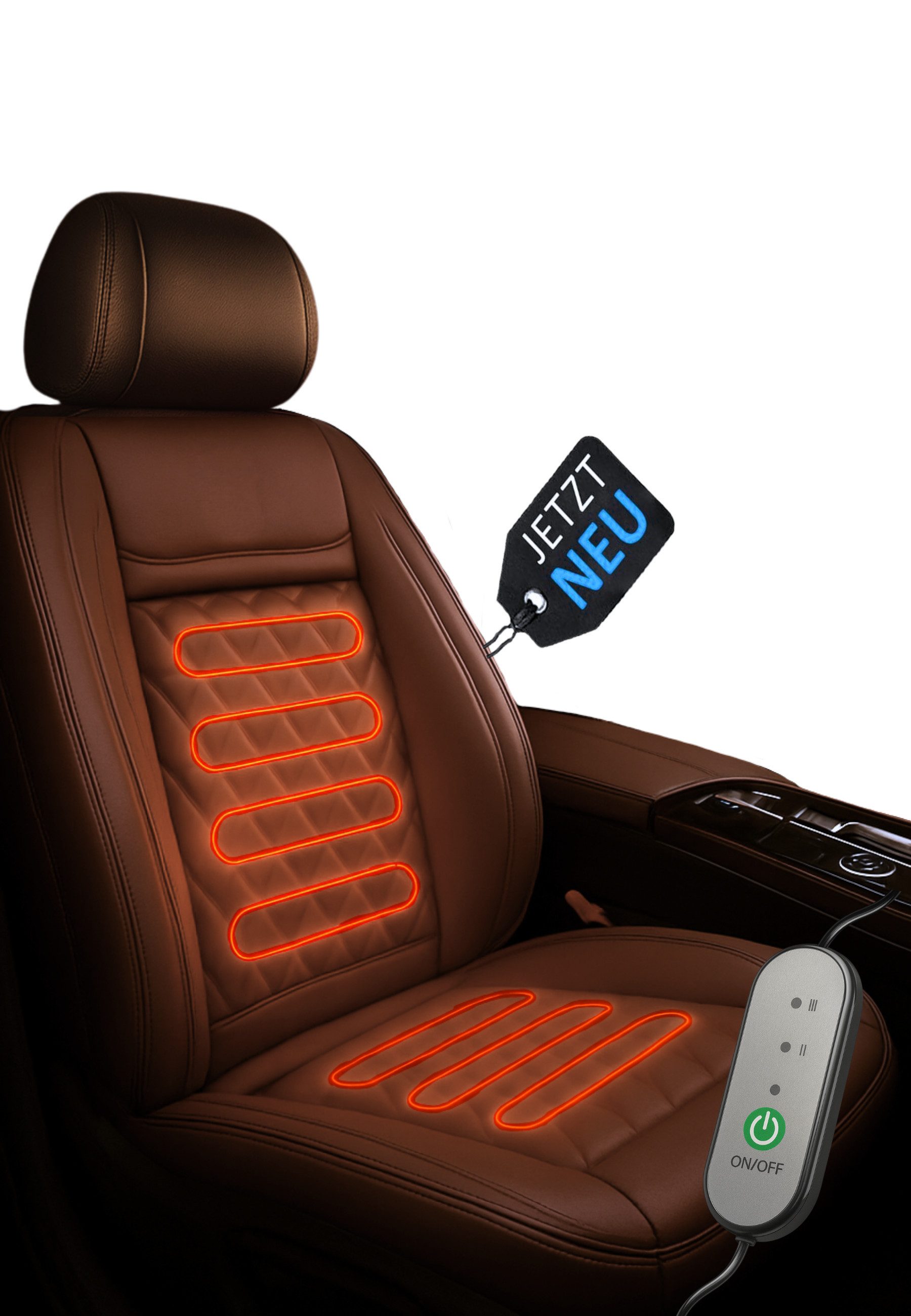 S&T Design Autositzbezug Sitzheizung Auto KFZ Sitzheizkissen Autozubehör, Schnellheizfunktion in 30 Sekunden, 1-tlg., Auto Gadgets, Sitzbedeckung mit Heizfunktion für LKW PKW Wohnwagen von S&T Design