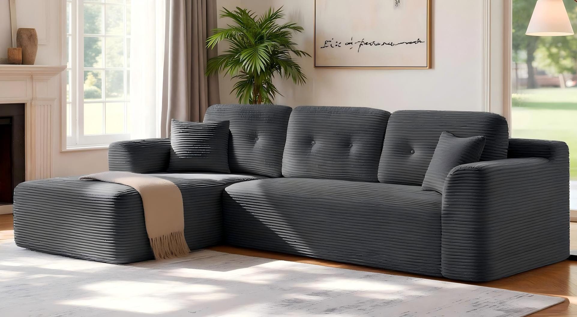 VASAGLE Ecksofa modulares Sofa 244 cm breit vakuumverpackt, Schlafsofa, kei günstig online kaufen