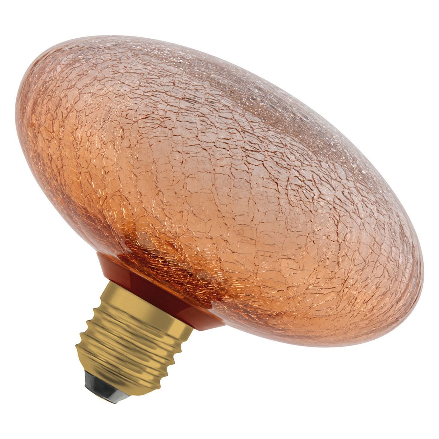Licht-Erlebnisse LED-Leuchtmittel LAMP, E27, Warmweiß, E27 Orange Crackled Glas Ø 15 cm 2700 K 300 lm warmweiß Deko Lampe