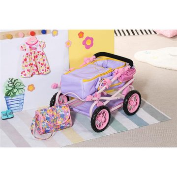 Zapf Creation® Puppenwagen BABY born Deluxe Pram, Rosa, mit verstellbarer Griffhöhe und Wickeltasche