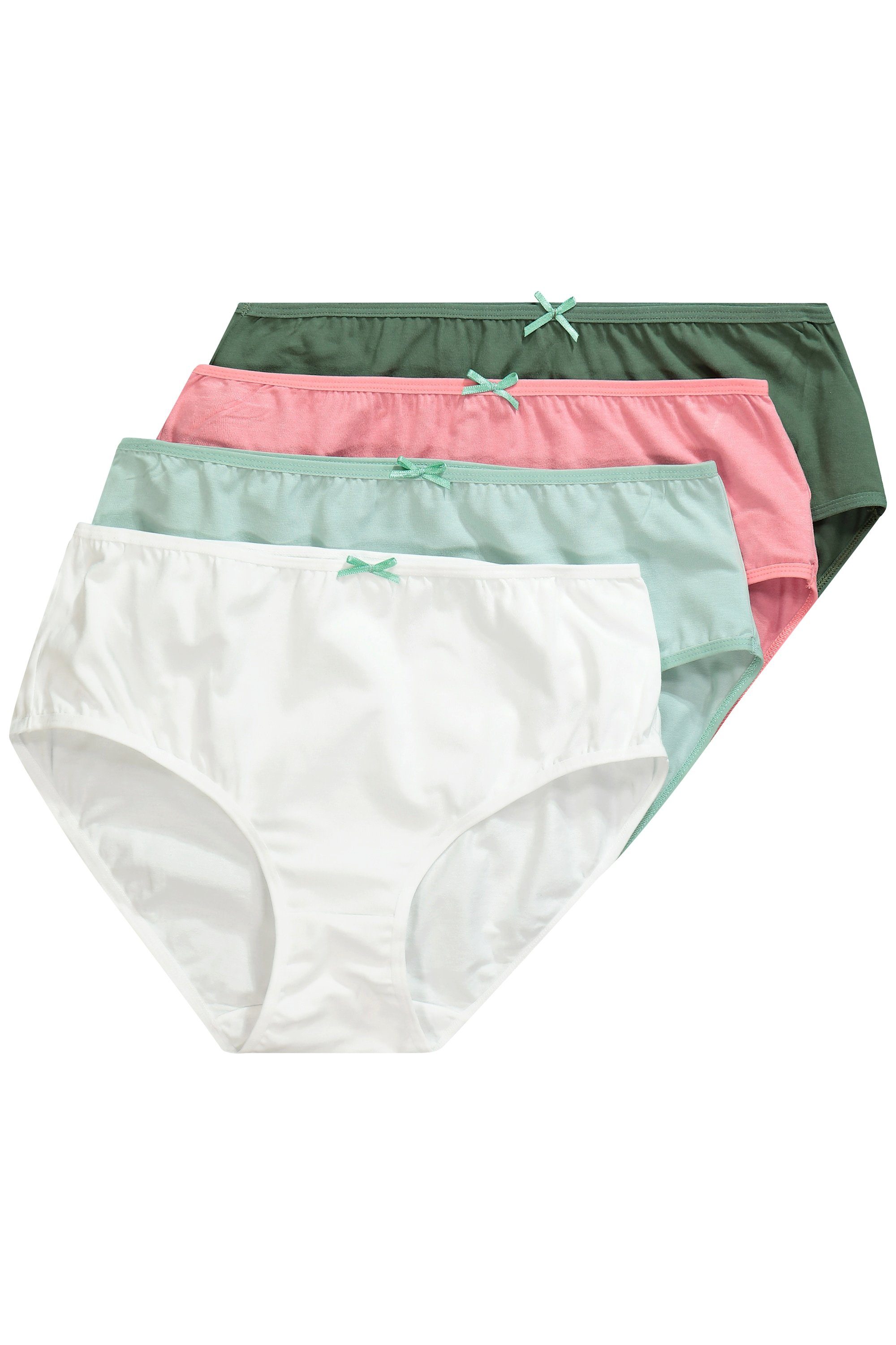 Lot 5 Slips Midi Ulla Popken - Coupe Confort Mi-haute - Bords Colorés - Soufflet Coton