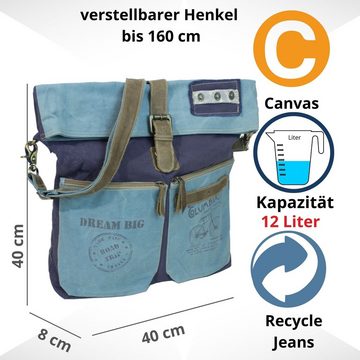 Sunsa Umhängetasche Sunsa Umhängetasche mit Fahrradmotiv. Große Crossbody Bag. Blau, Nachhaltig