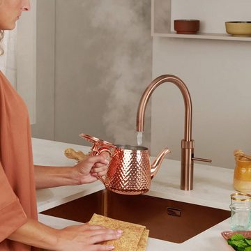 QUOOKER Küchenarmatur QUOOKER FUSION ROUND COMBI+ B Kupfer PVD & 100°C Armatur (22+FRRCO) (2-St) Spültischmischer mit 100°C Kochendwasserfunktion