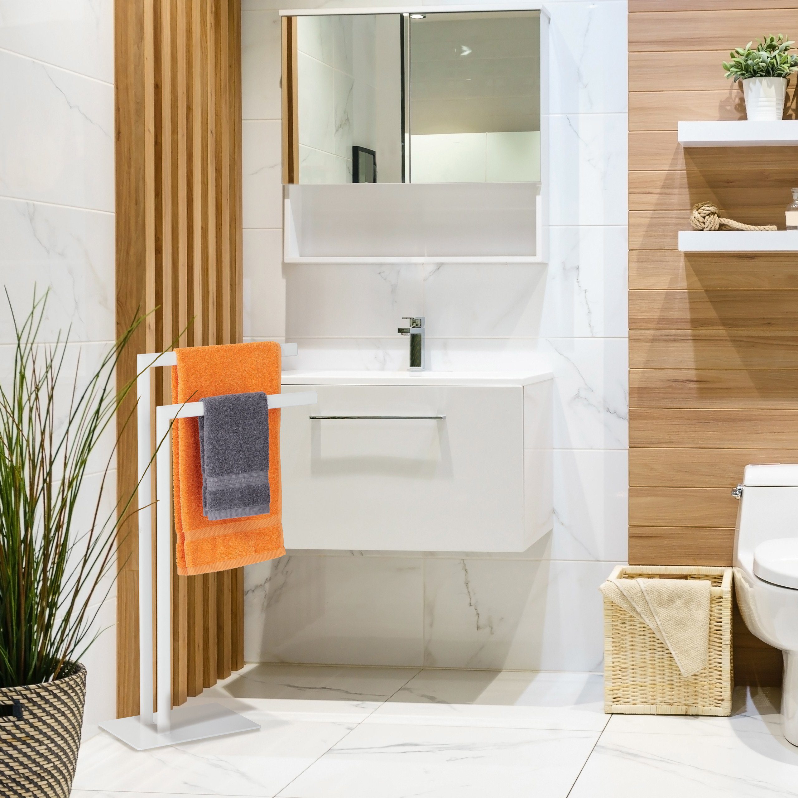 relaxdays Handtuchständer 2 Stangen weiß günstig online kaufen