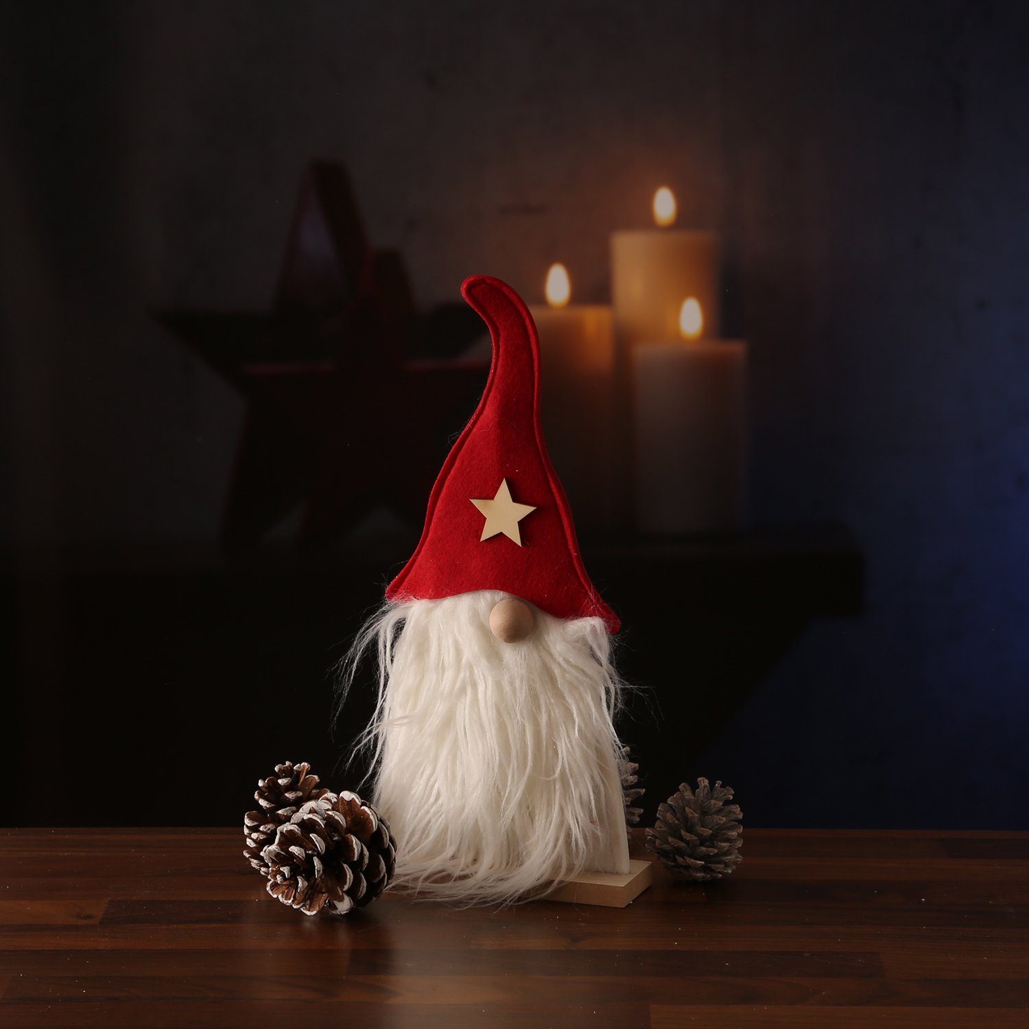 MARELIDA Weihnachtsfigur Wichtel Dekofigur stehend Weihnachtswichtel mit Bart und Mütze (1 St)