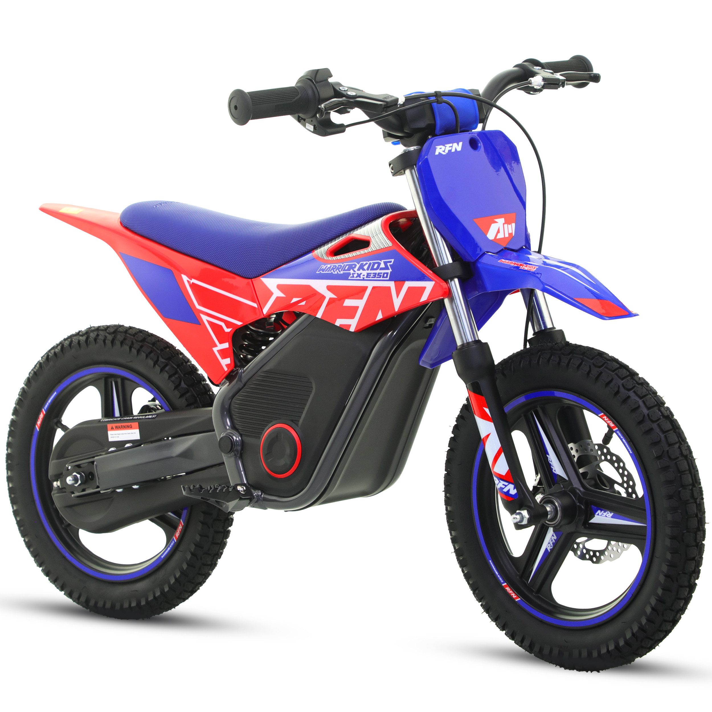 RFN Elektro-Kindermotorrad SX-E350 14 Zoll 350W E-Motorrad, Scheibenbremsen, Belastbarkeit 50 kg, Offroad-Erlebnis für 8–12 Jahre, 3 Stufen bis 30km/h, 36V Akku