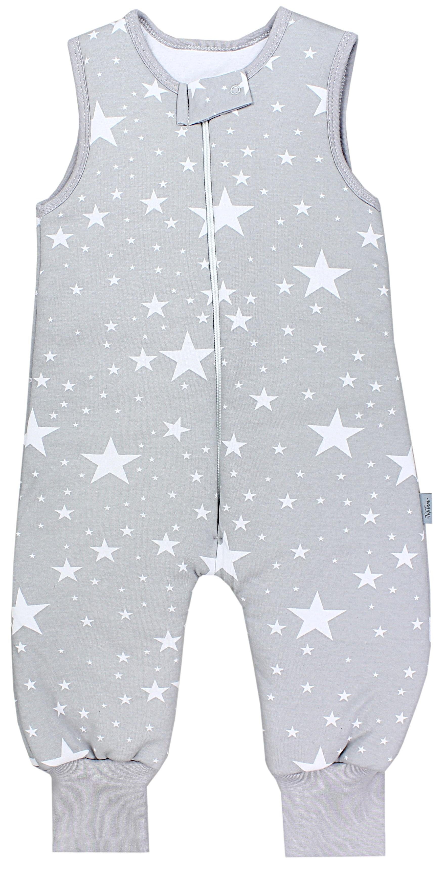 TupTam Babyschlafsack Winter Schlafsack mit OEKO-TEX Grau 2,5 Unisex Weiße TOG Sterne zertifiziert Beinen 