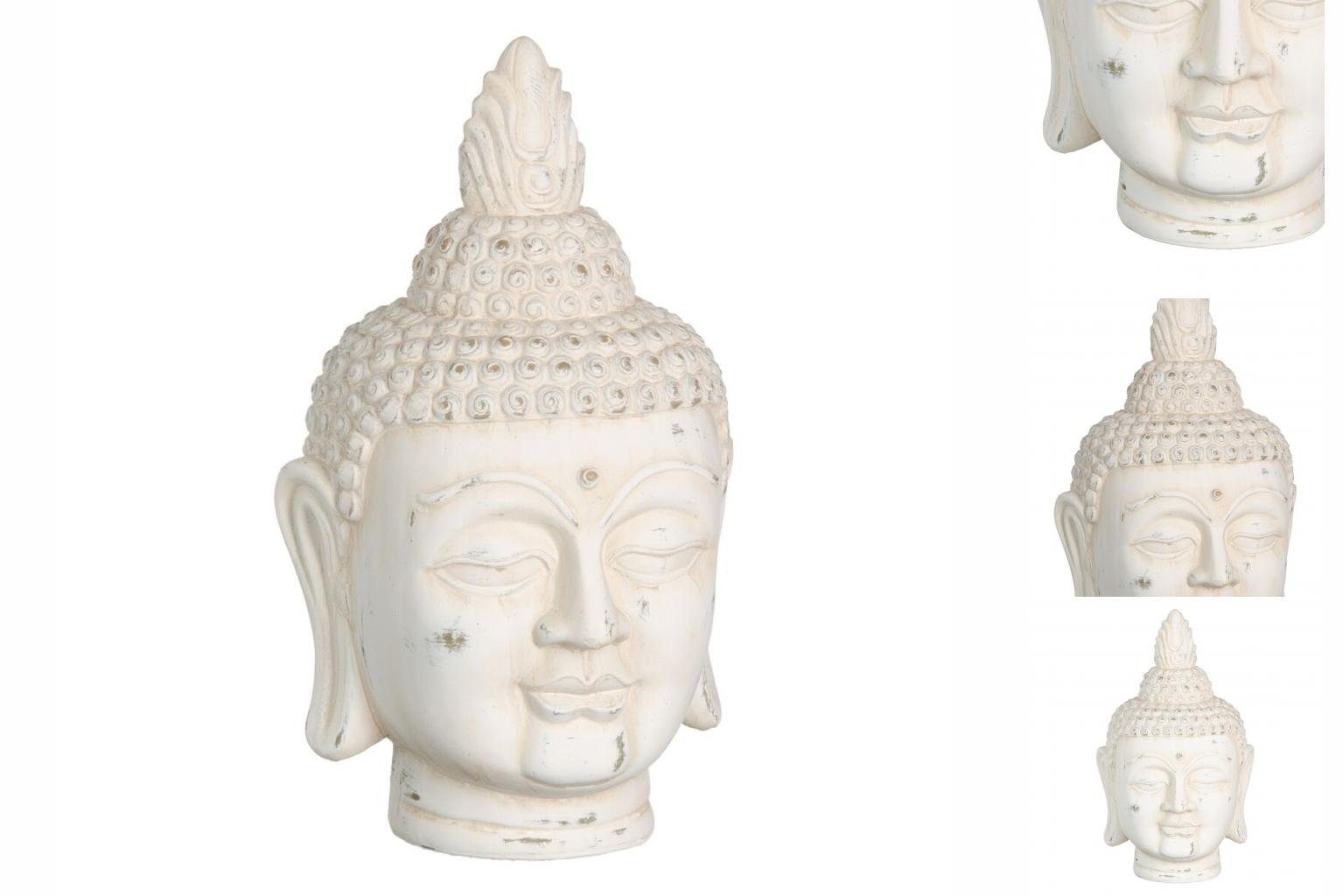 Bigbuy Dekoobjekt Deko-Figur 24,5 x 24,5 x 41 cm Buddha Orientalisch Terrakotta weiß vin