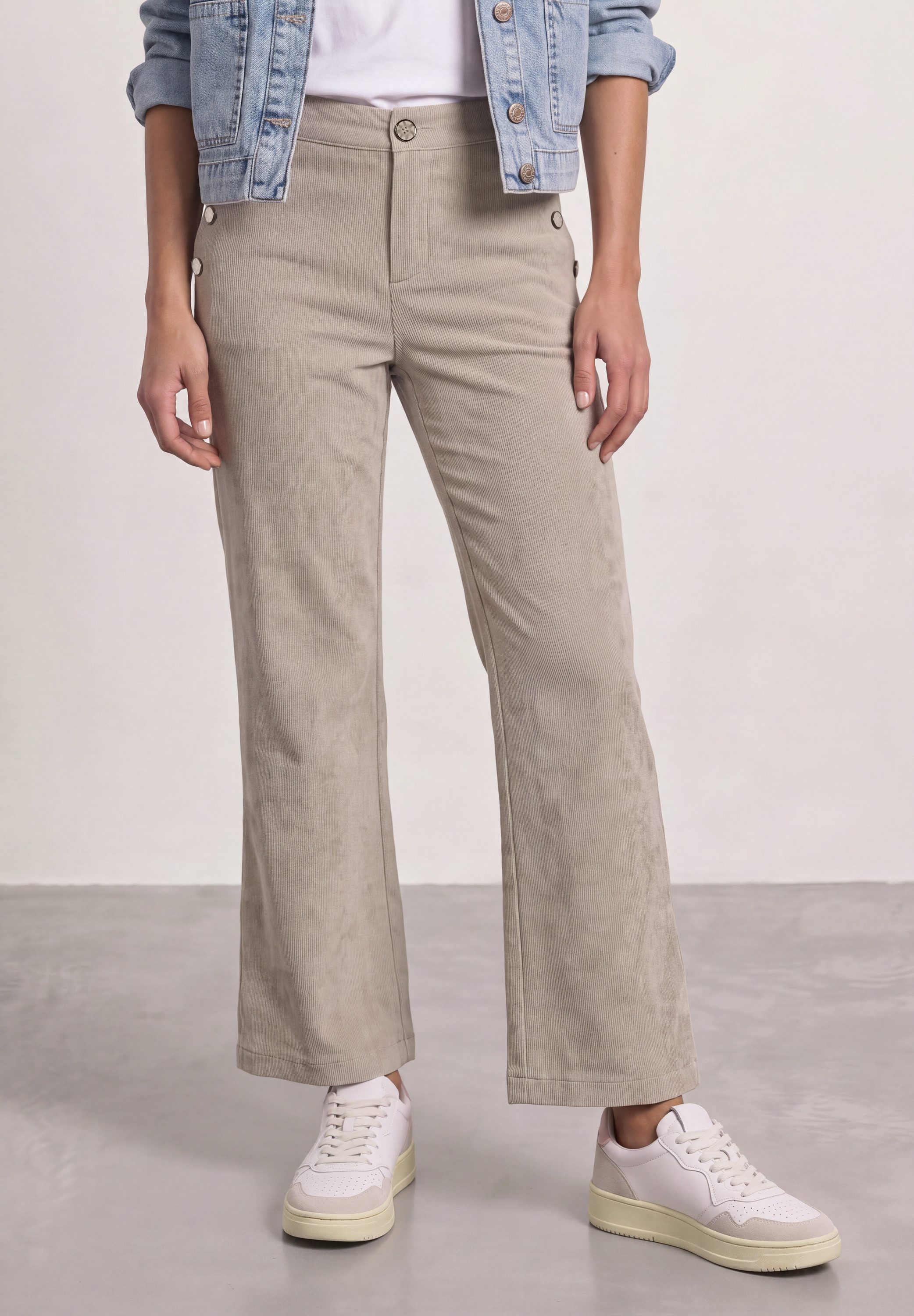 STREET ONE Cordhose Knopfdetail
