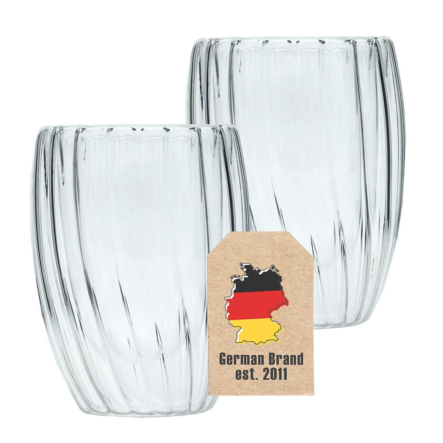 Intirilife Gläser-Set, 2-tlg., Glas, Doppelwandiges Kaffeeglas Teeglas Thermo Glas Set 210 ml (2-tlg)