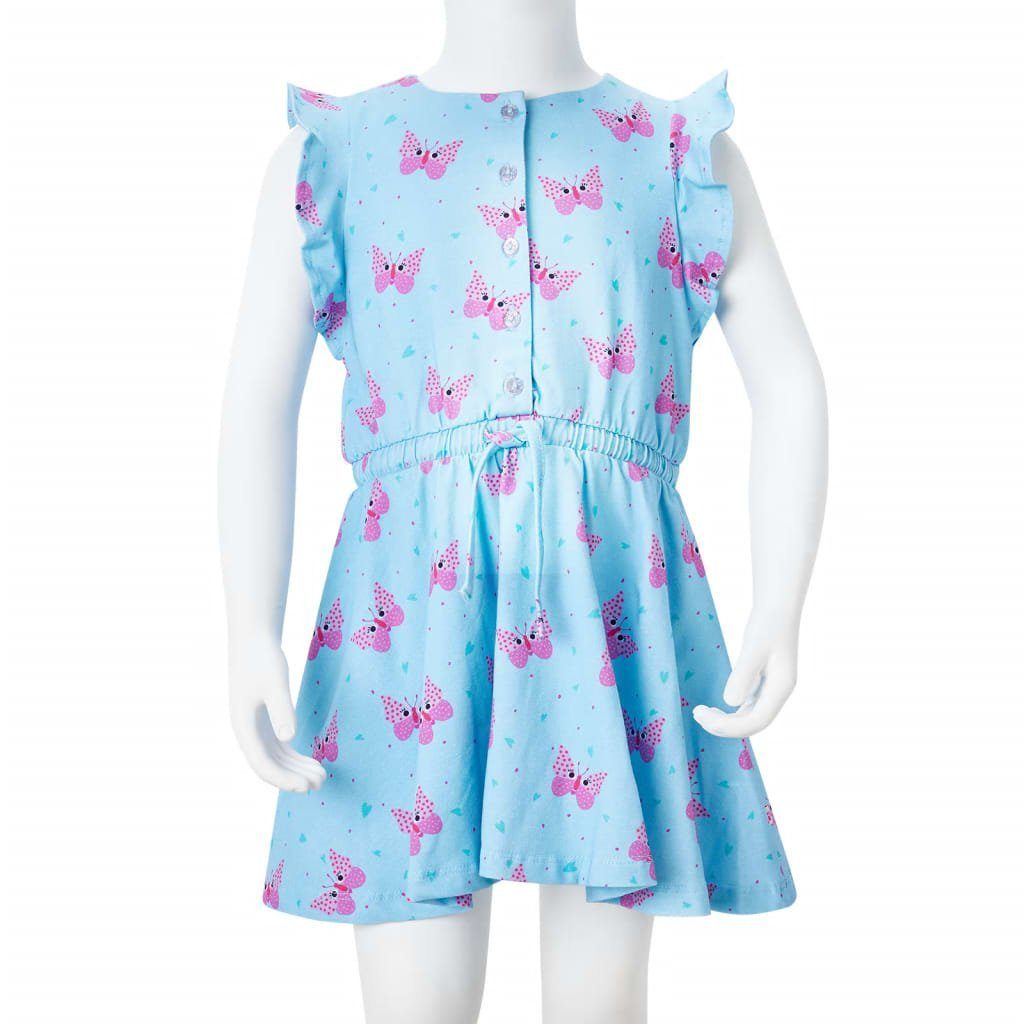 mit Schmetterling-Muster Blau Knöpfen 128 A-Linien-Kleid Kinderkleid Ärmellos vidaXL Kurz