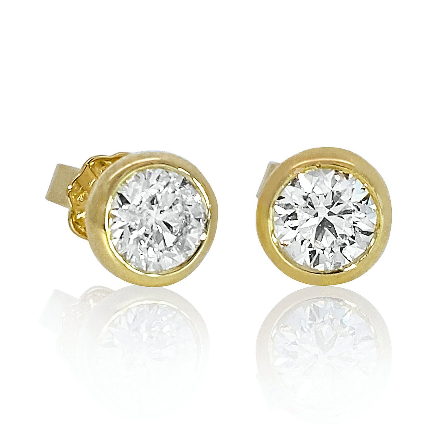 Webgoldschmied Paar Серьги-гвоздики Damen Серьги-гвоздики 750 Gold mit 2 Diamanten Brillanten 1,61 ct, Nicht im Photoshop bearbeitete Originalphotos