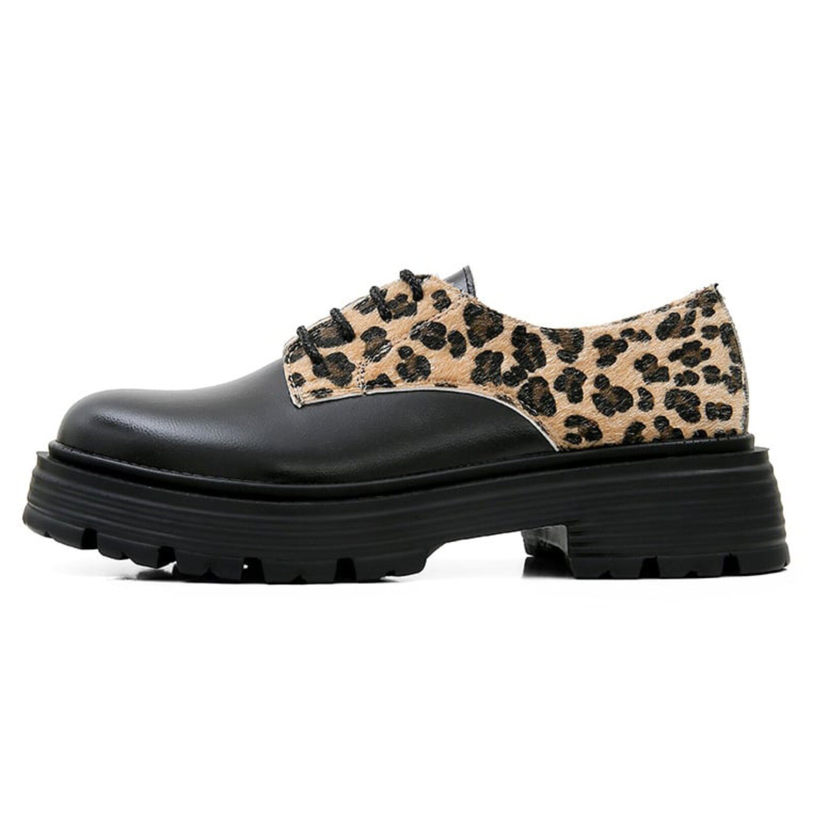 DOGO Brooklyn Black-Leo Damen Halbschuhe Ballerina Handgefertigt