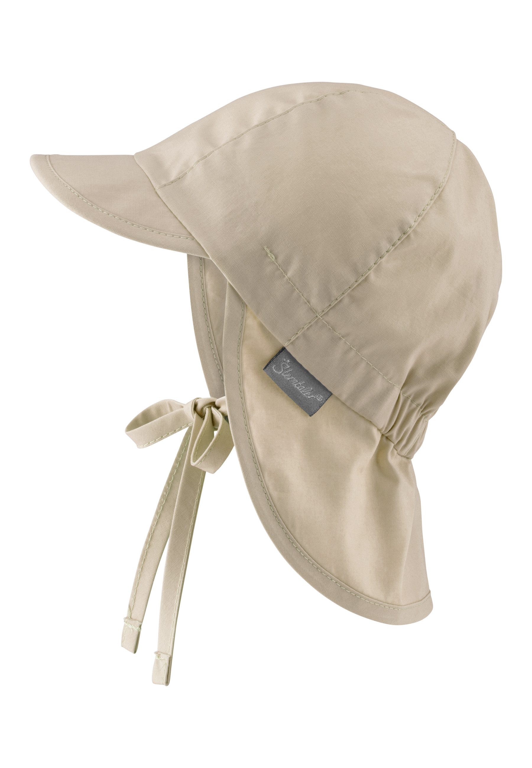 Sterntaler® Schirmmütze 50+ Schirmmütze mit Nackenschutz uni (1-St) Mütze mit Nackenschutz aus UV-Popeline (Bio) unifarben