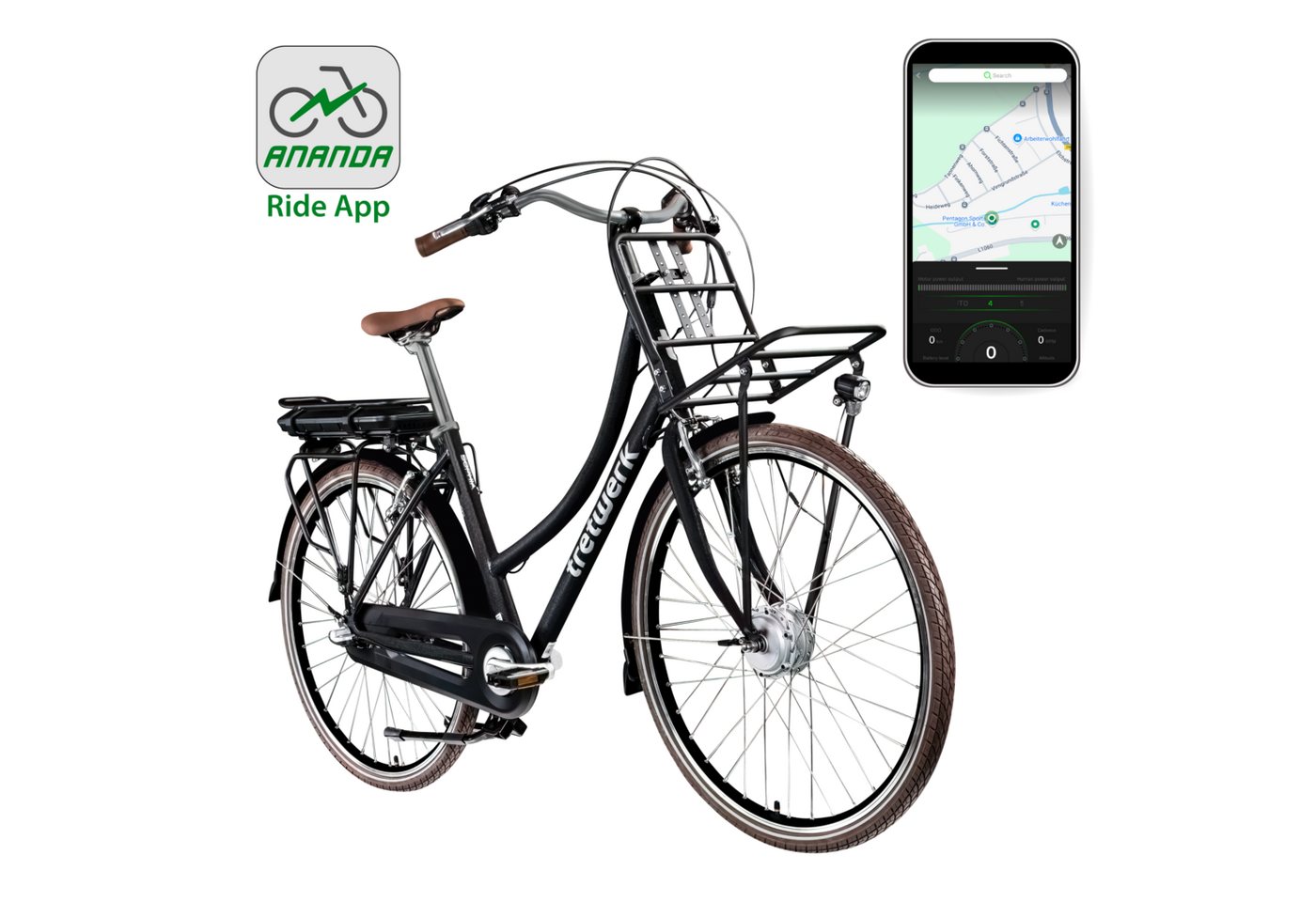 Thumbnail - Tretwerk E-Bike Cityrad Sophia, 3 Gang Shimano, Nabenschaltung, Frontmotor, 536 Wh, Tretwerk Sophia E Bike Damen 28 Zoll...