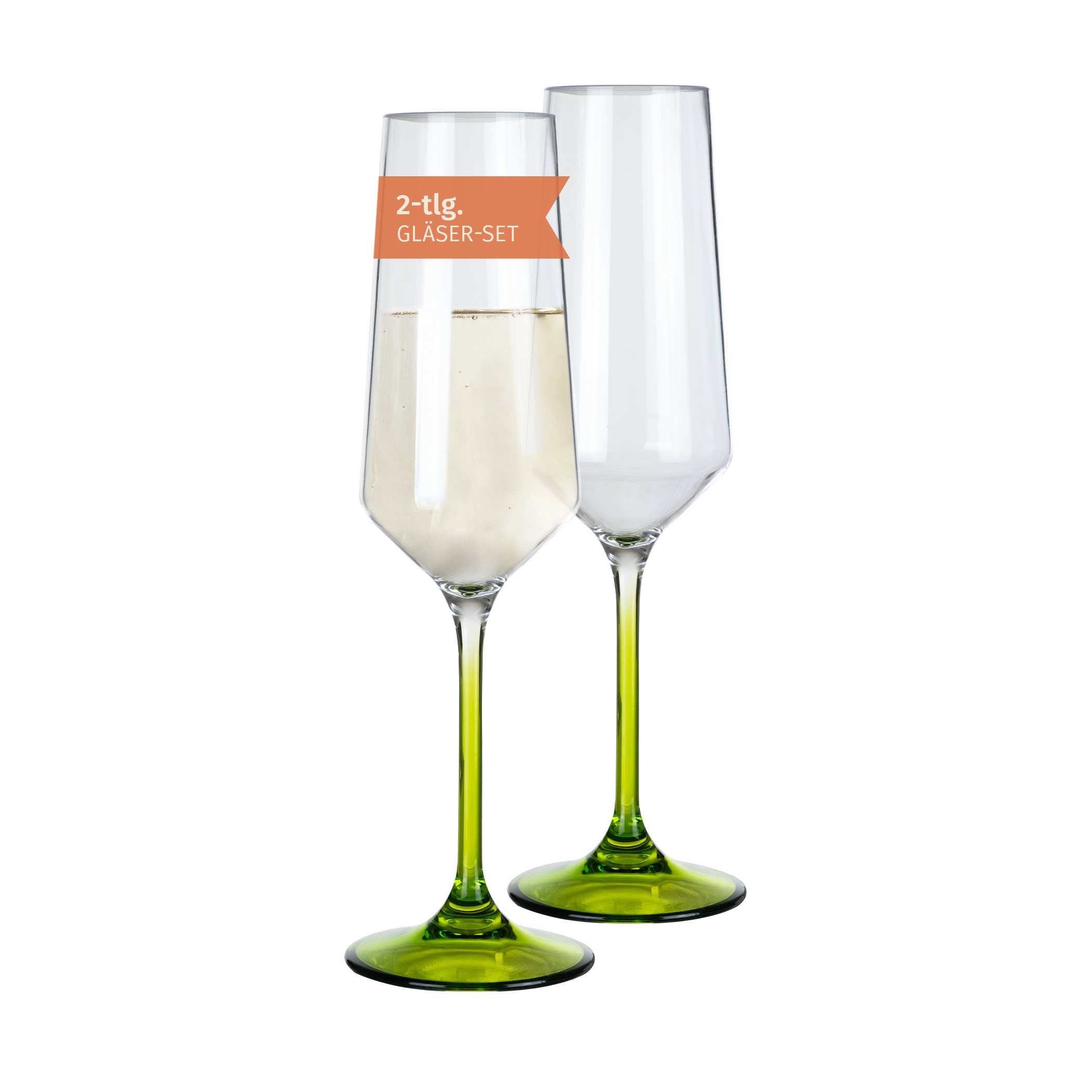 Moritz Sektglas Milano Champagnerglas green line 2er Set Polycarbonat 280 ml bruchfest