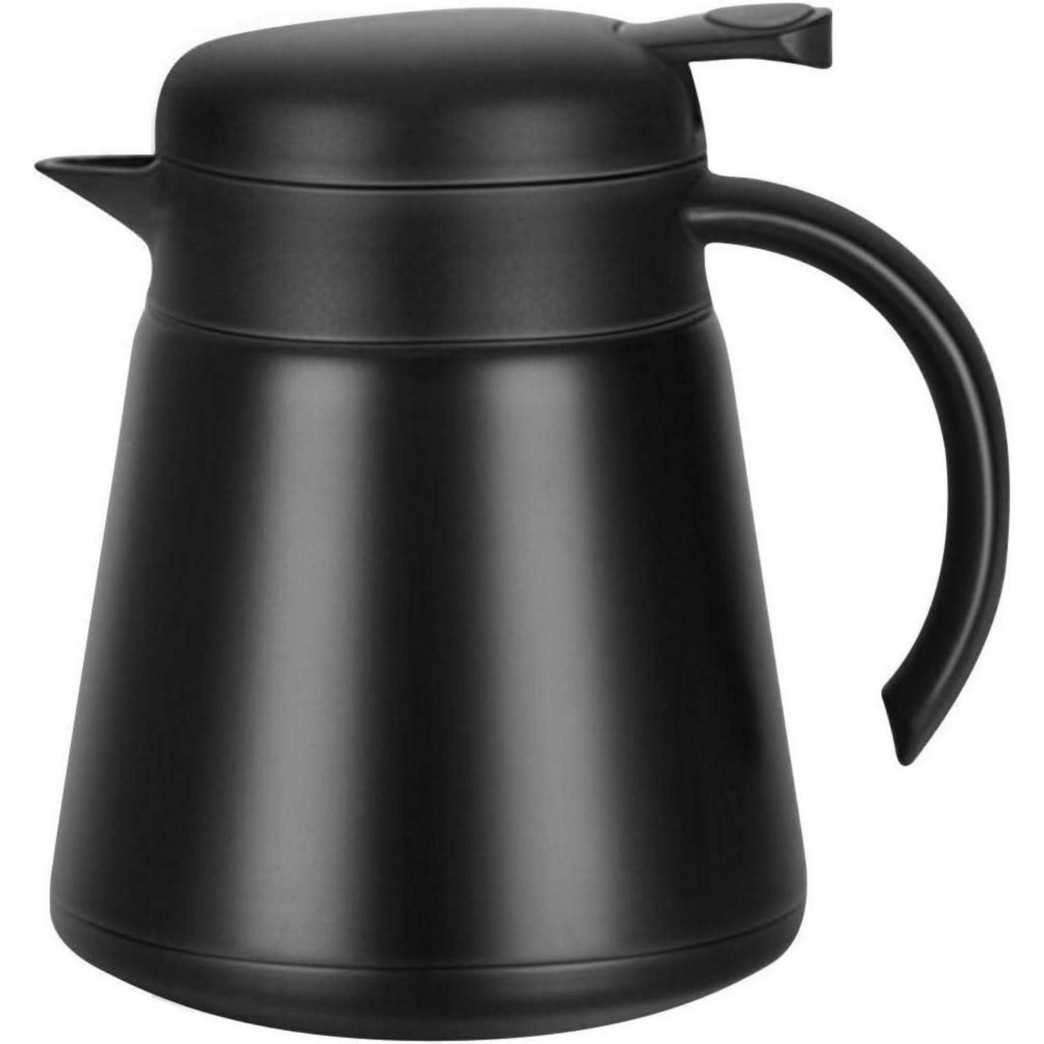 LuxusKollektion Isolierkanne Thermoskanne 0.8L Edelstahl Vakuum Isoliert Kaffee Plunger Schwarz