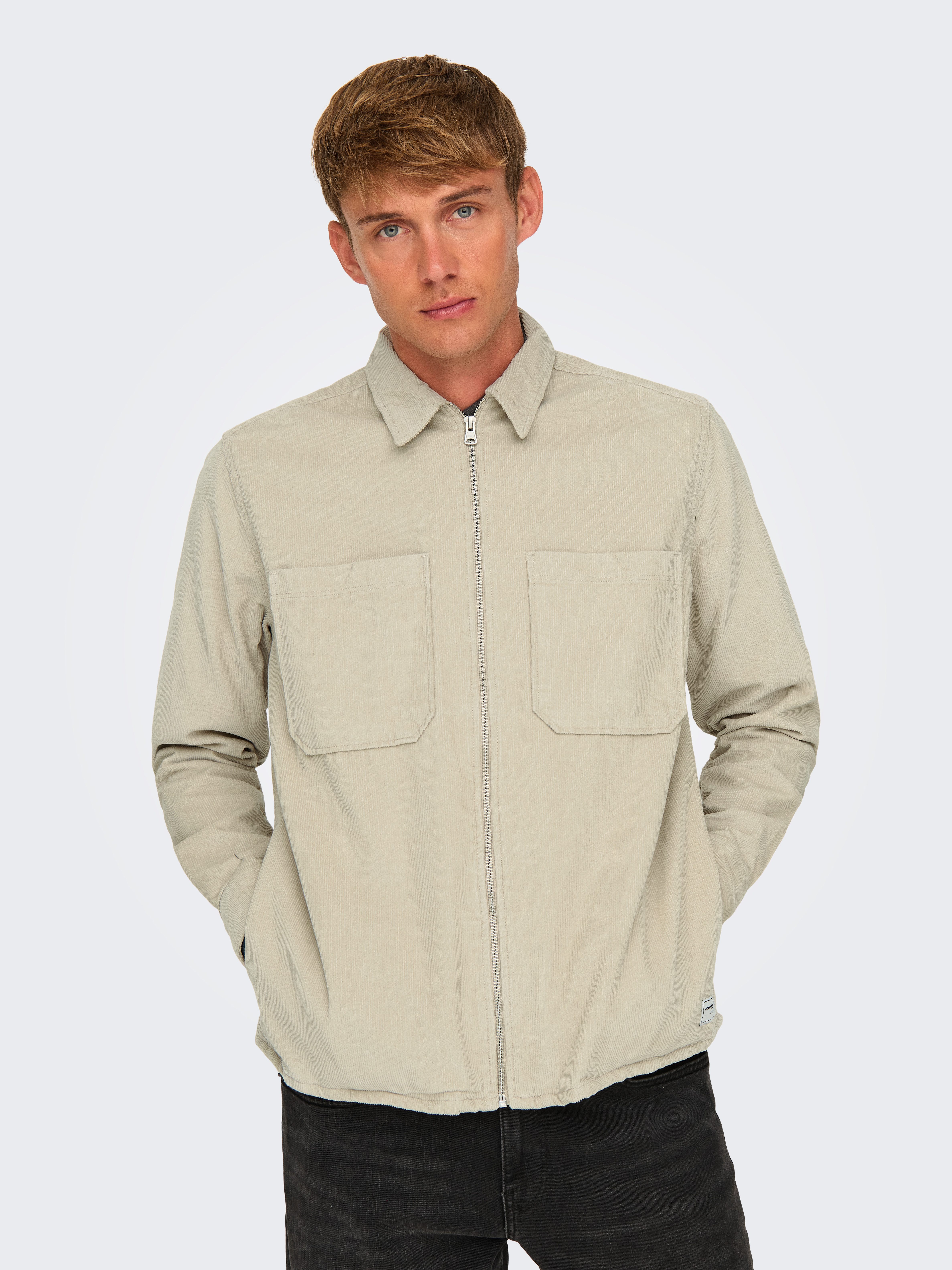 ONLY & SONS Langarmhemd ONSALP 14W RLX 2PKT WASHD CORD LS ZIP