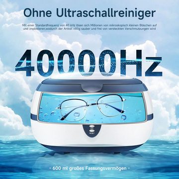 JOEAIS Ultraschallreiniger Ultraschallreinigungsgerät Ultrasonic Cleaner Schmuck Reinigung, 600ml Ultraschallgerät für Brille Schmuck Uhren Zahnprothesen 40,000Hz