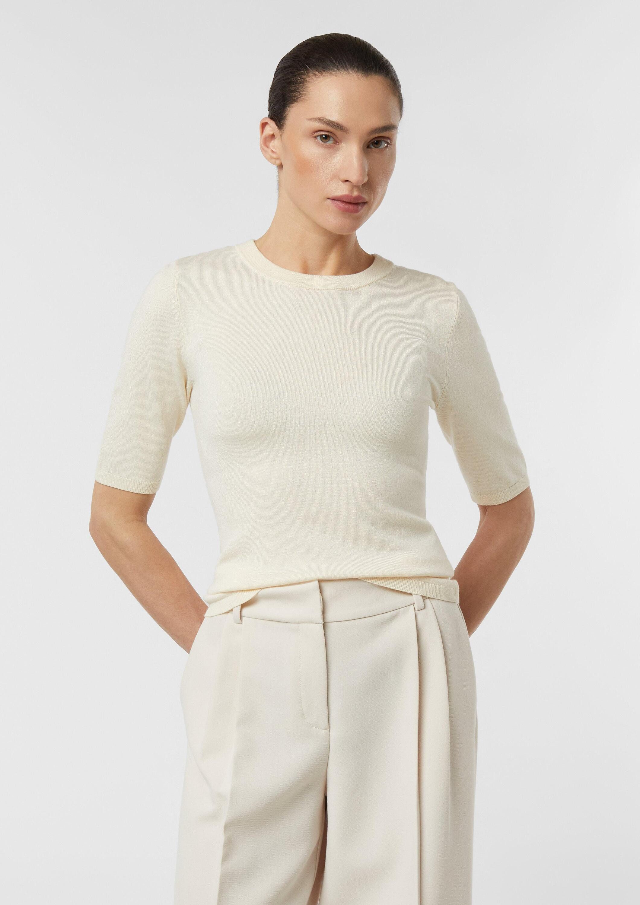 comma Kurzarmpullover Strickpullover Kurzarmpullover im Slim Fit