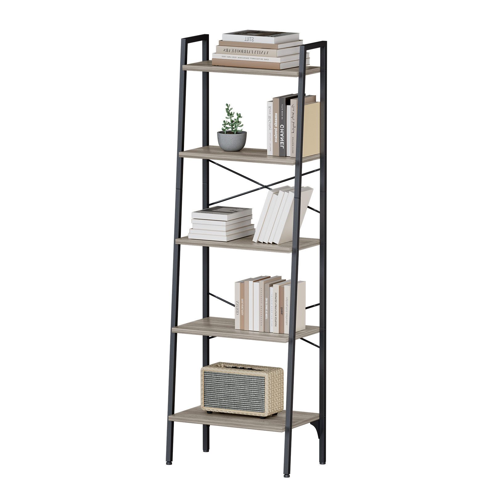 Oak&Tea Bücherregal Regal 5 Ebenen, Leiterregal günstig online kaufen