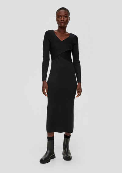 s.Oliver BLACK LABEL Maxikleid Strickkleid in Wickel-Optik