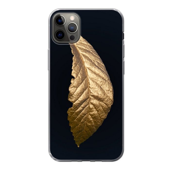 MuchoWow Handyhülle Blätter - Luxus - Gold - Schwarz - Natur Handyhülle Apple iPhone 13 Pro Max Smartphone-Bumper Print Handy