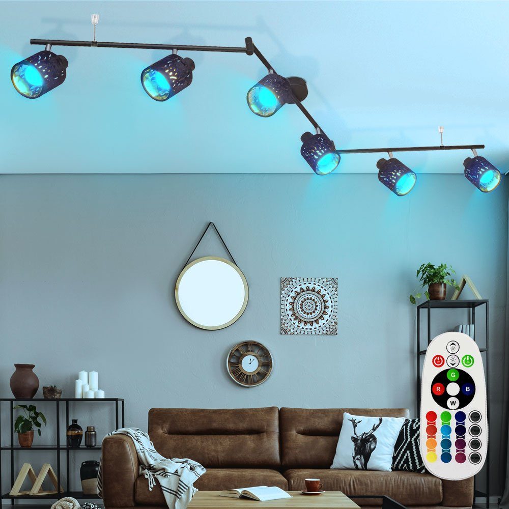 etc-shop LED Warmweiß, Spots im Deckenleuchte, Set Fernbedienung Leuchtmittel beweglich inklusive, Lampe Farbwechsel, Samt Leuchte Decken dimmbar