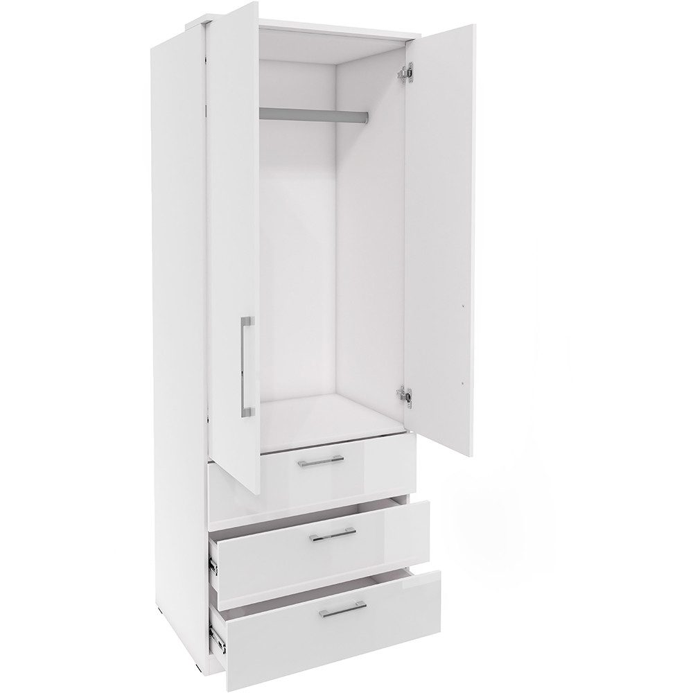 Lomadox Kleiderschrank OLMO-83 weiß Fronten Hochglanz günstig online kaufen