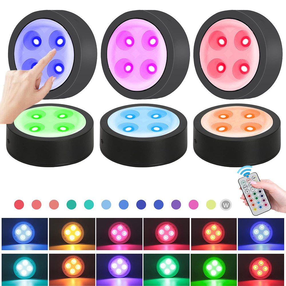 Jibenhome LED Unterbauleuchte RGB LED Schranklicht Akku mit Fernbedienung, 13 Farbwechsel Nachtlicht, Schrankleuchten Kabinett Beleuchtung für Schlafzimmer, Kleiderschrank