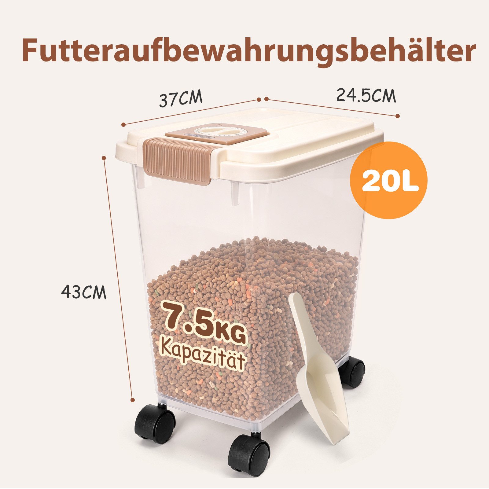 Faltbare Hundefutter Aufbewahrungsbox – Luftdicht, Mit Deckel, Löffel & Messbecher, Platzsparend Für Bis Zu 8 Kg Futter
