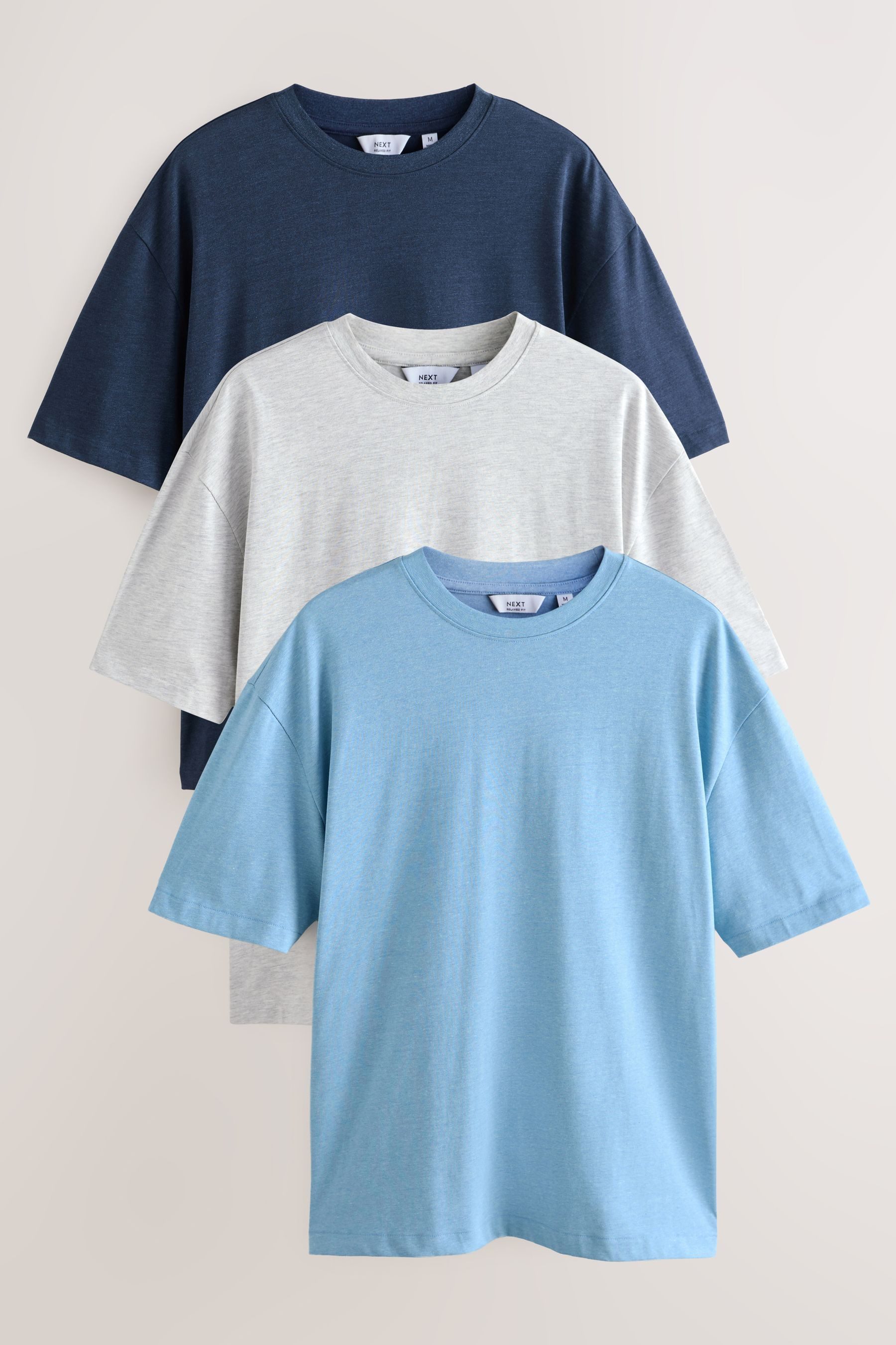Next T-Shirt Schwere Relaxed Fit T-Shirts im 3er Pack (3-tlg)
