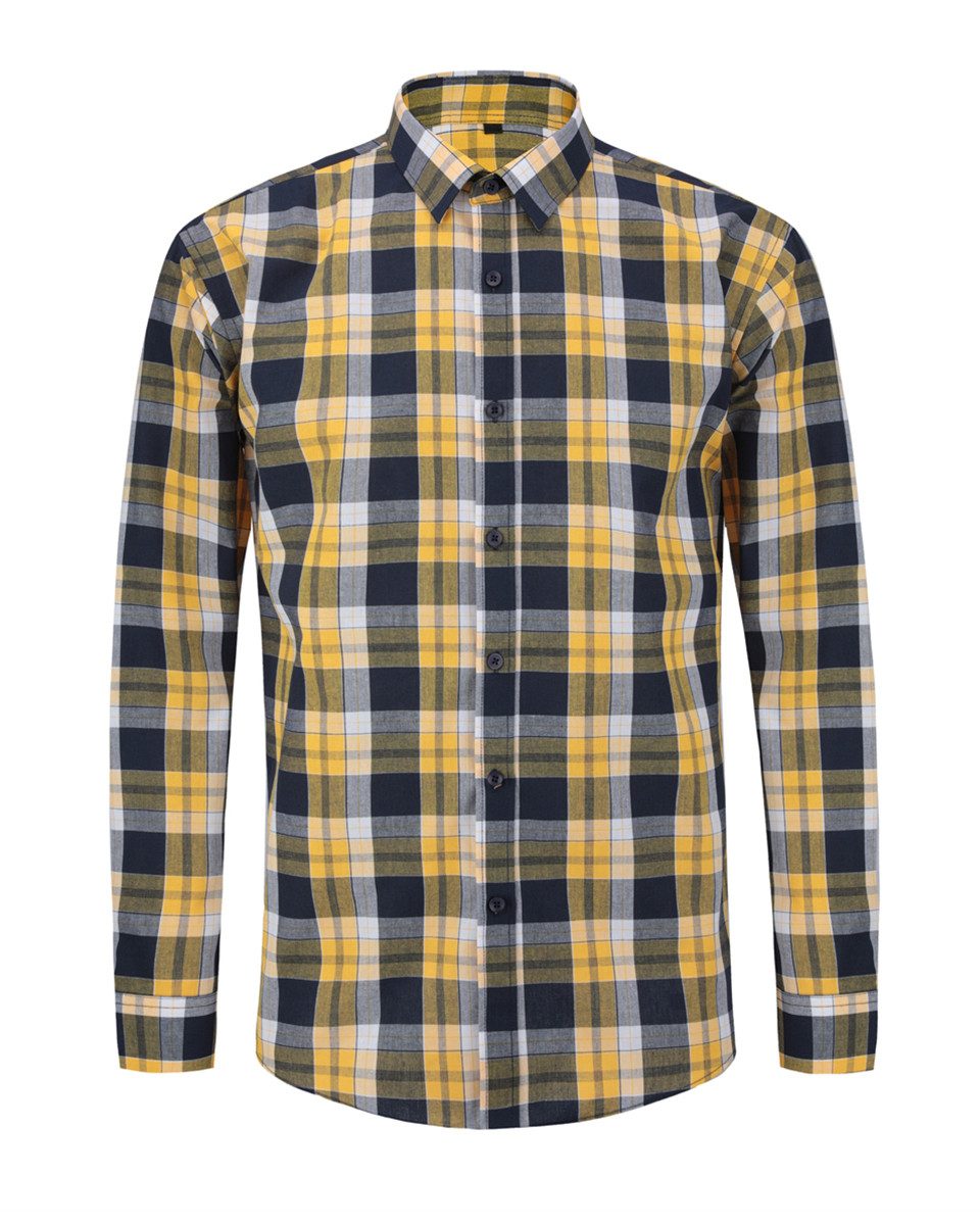 Allthemen Langarmhemd mit Karomuster modisches Freizeithemd Regular Fit